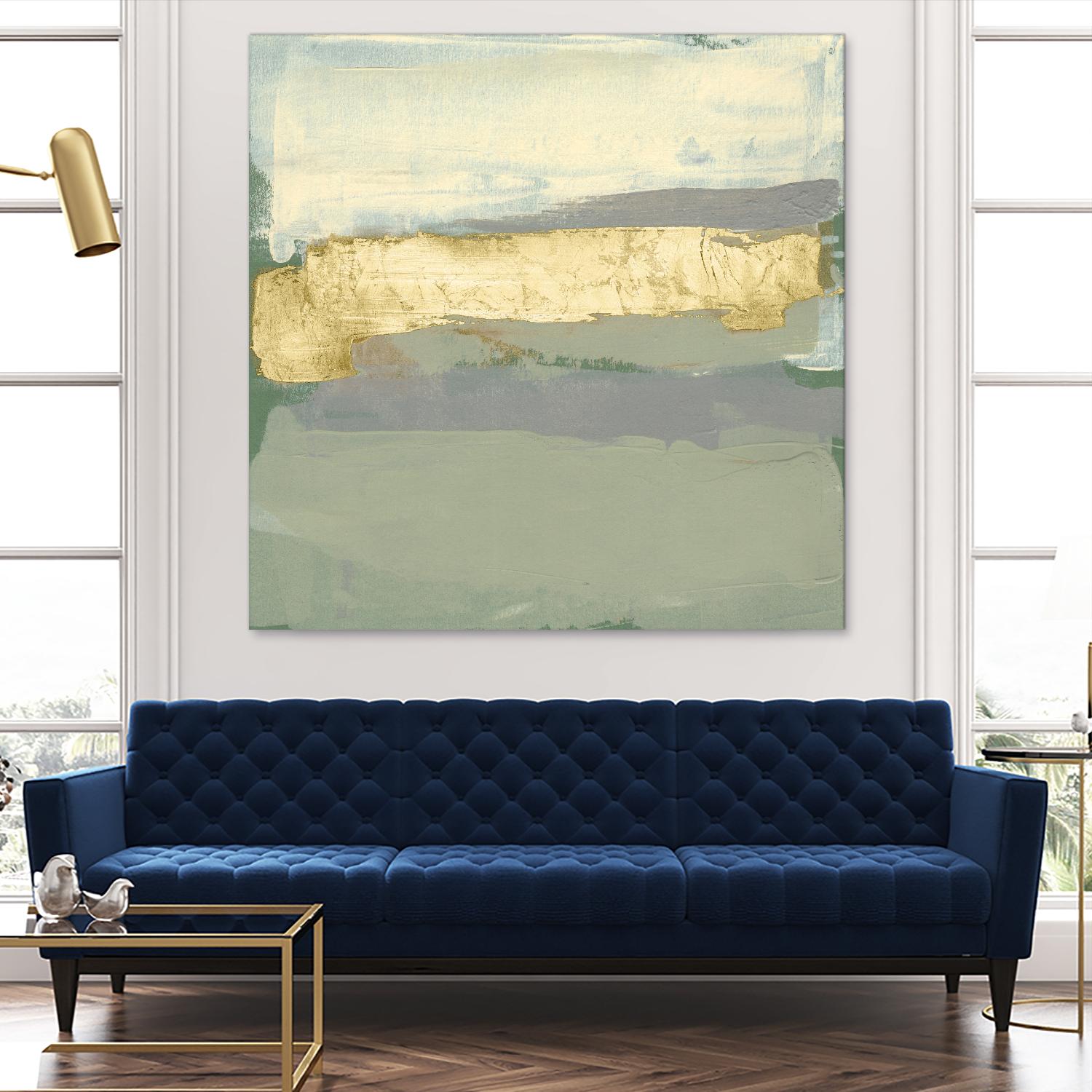Sage & Gold Swipe I by Jennifer Goldberger on GIANT ART - gold abstract abstract