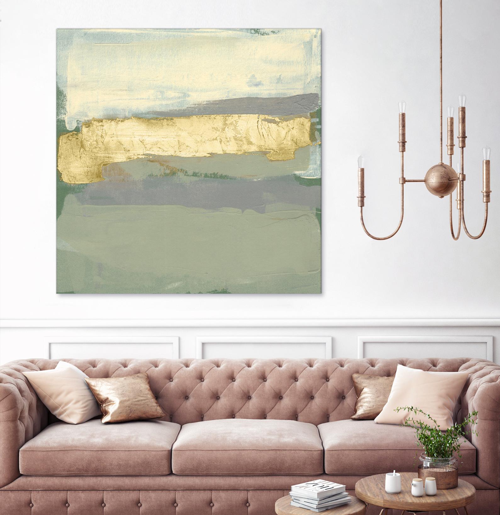 Sage & Gold Swipe I by Jennifer Goldberger on GIANT ART - gold abstract abstract