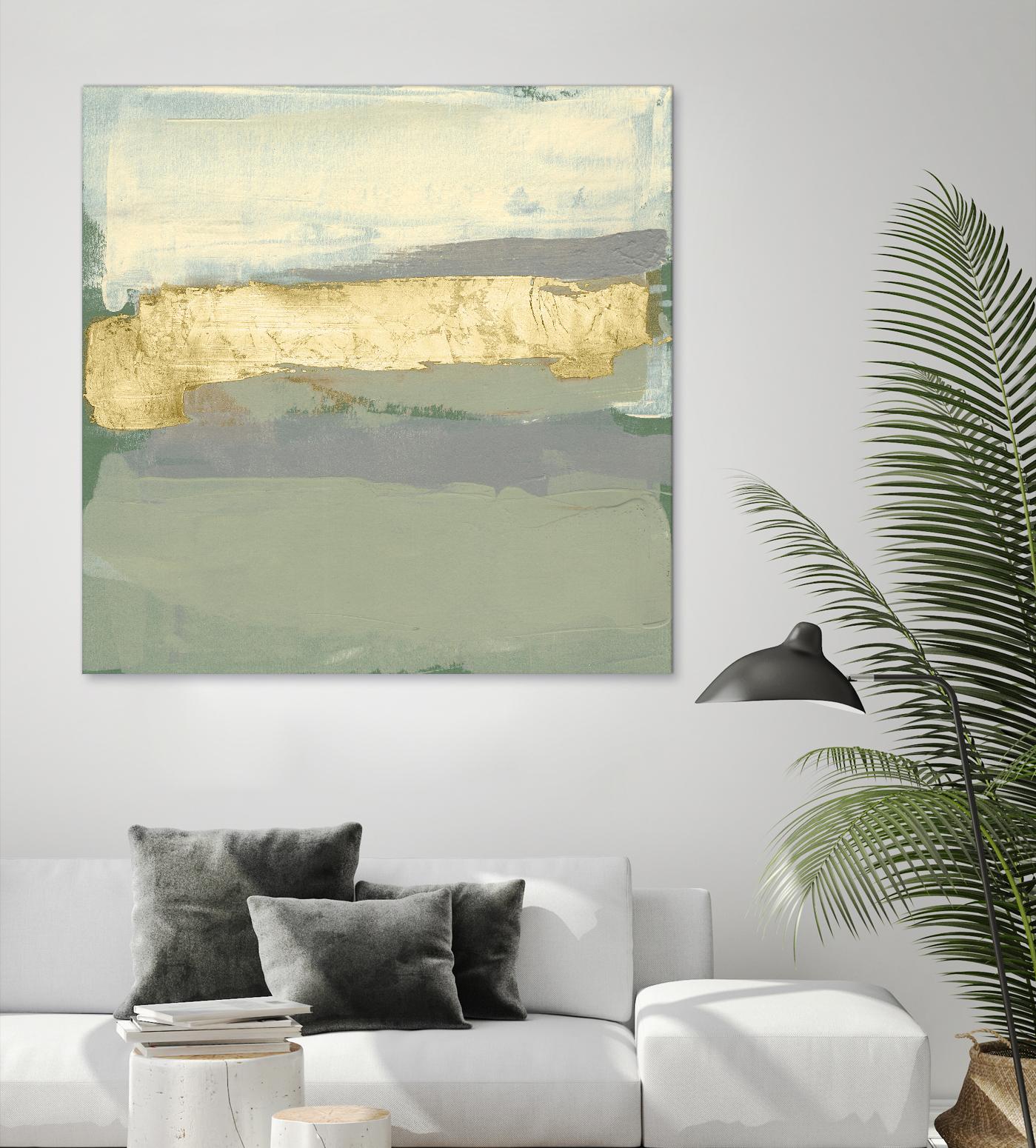 Sage & Gold Swipe I by Jennifer Goldberger on GIANT ART - gold abstract abstract