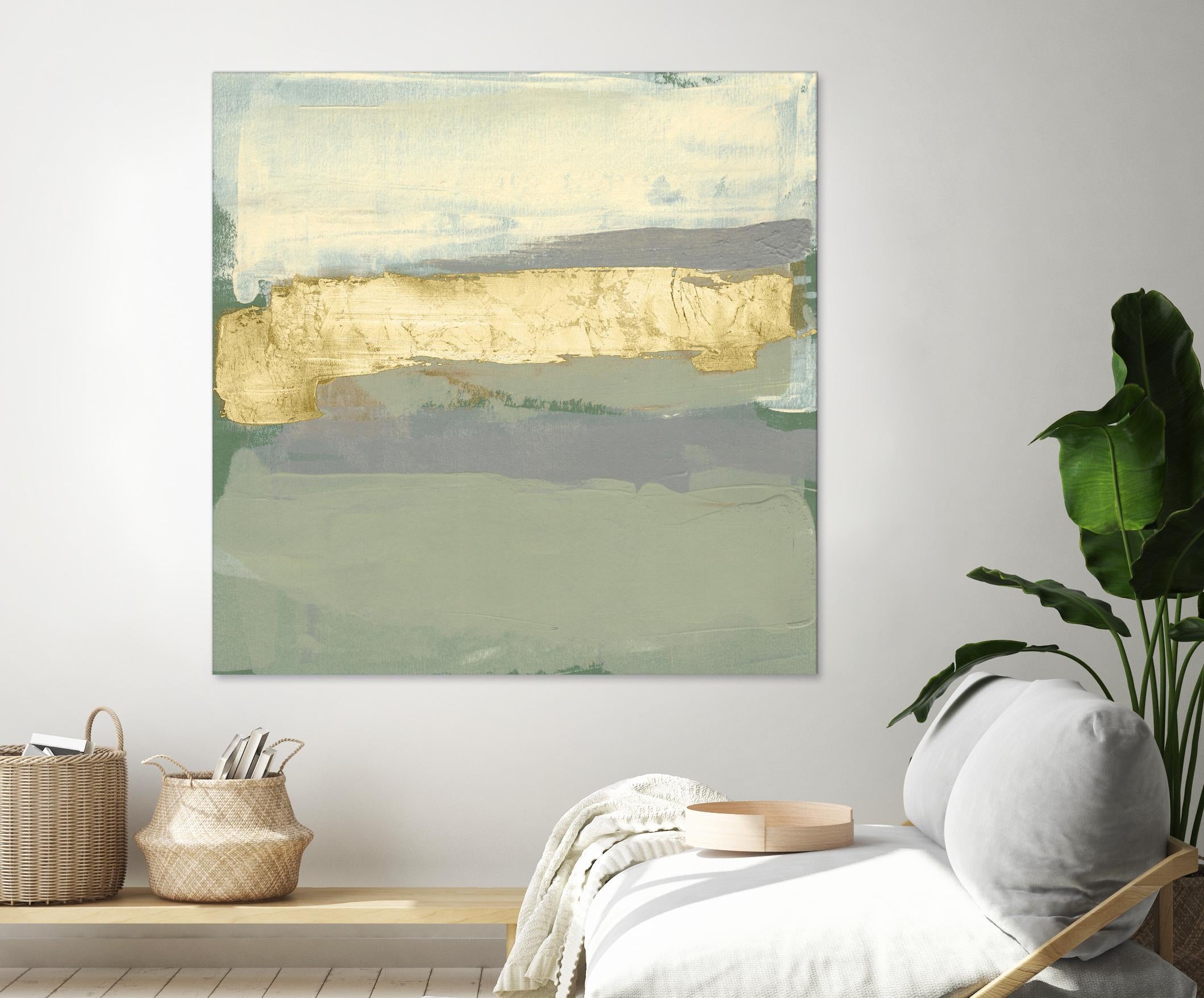 Sage & Gold Swipe I by Jennifer Goldberger on GIANT ART - gold abstract abstract