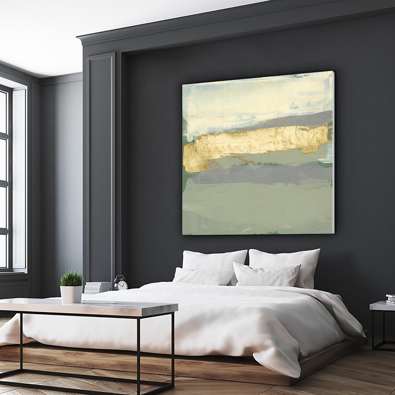 Sage & Gold Swipe I by Jennifer Goldberger on GIANT ART - gold abstract abstract