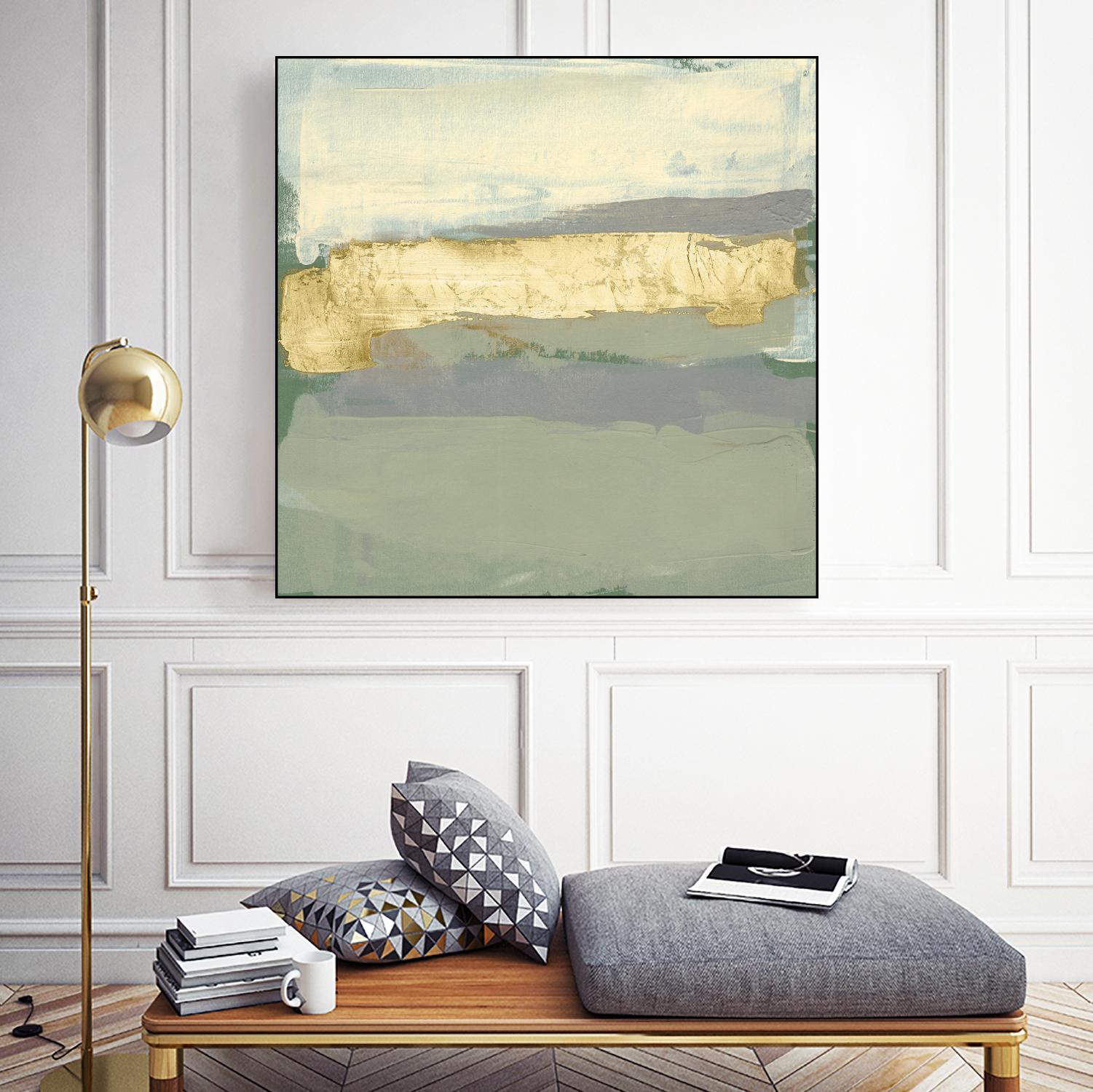 Sage & Gold Swipe I by Jennifer Goldberger on GIANT ART - gold abstract abstract