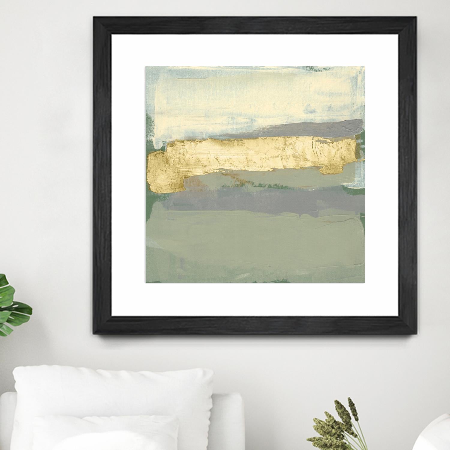 Sage & Gold Swipe I by Jennifer Goldberger on GIANT ART - gold abstract abstract