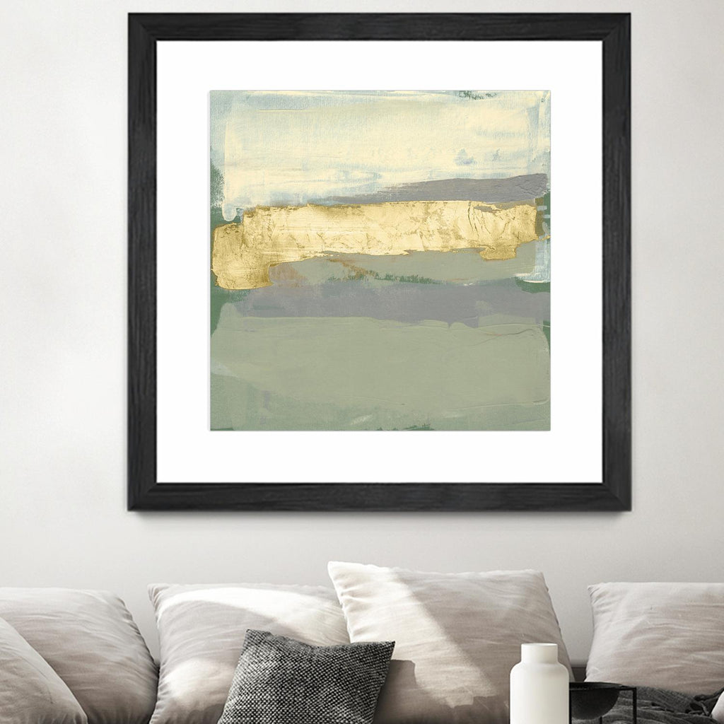 Sage & Gold Swipe I by Jennifer Goldberger on GIANT ART - gold abstract abstract