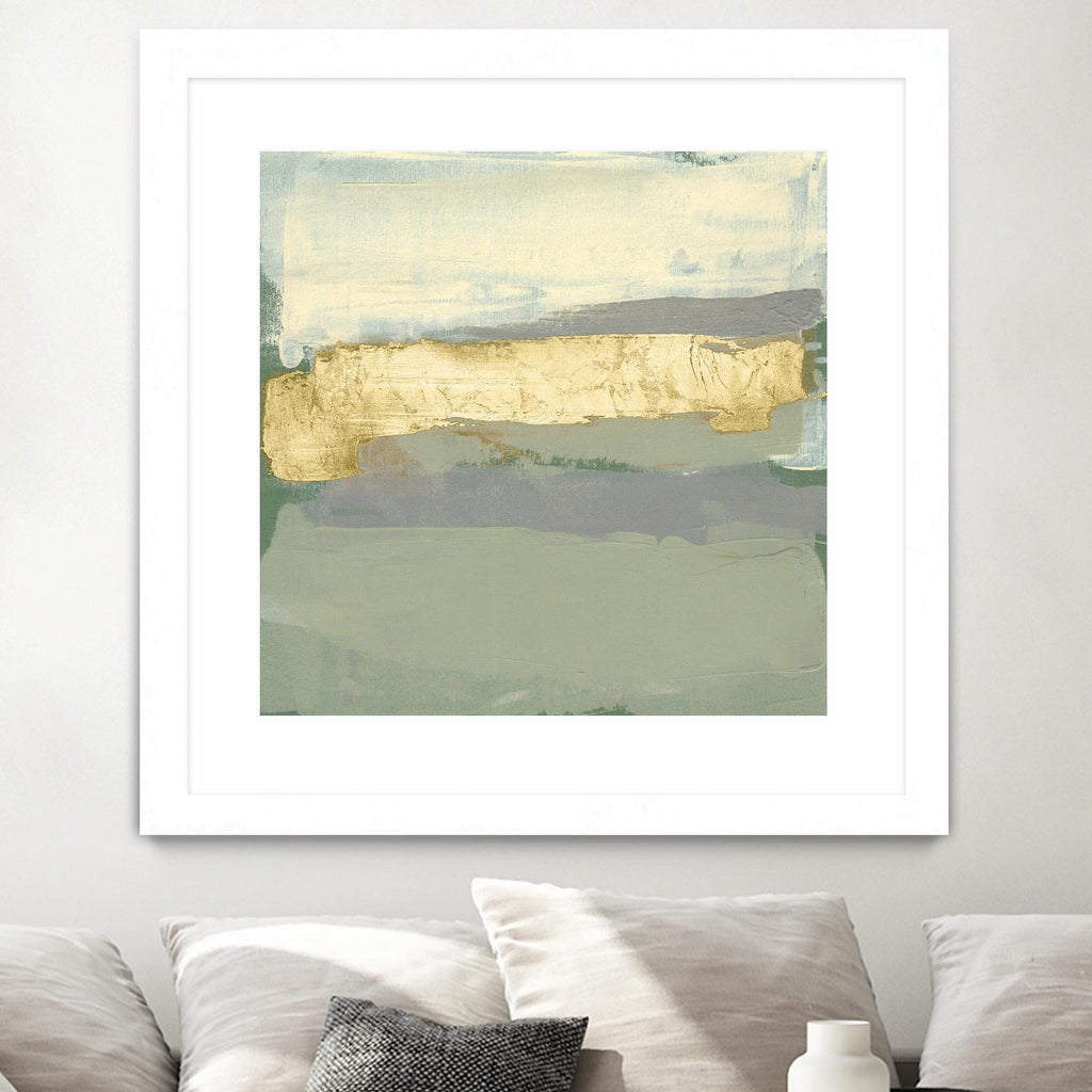 Sage & Gold Swipe I by Jennifer Goldberger on GIANT ART - gold abstract abstract