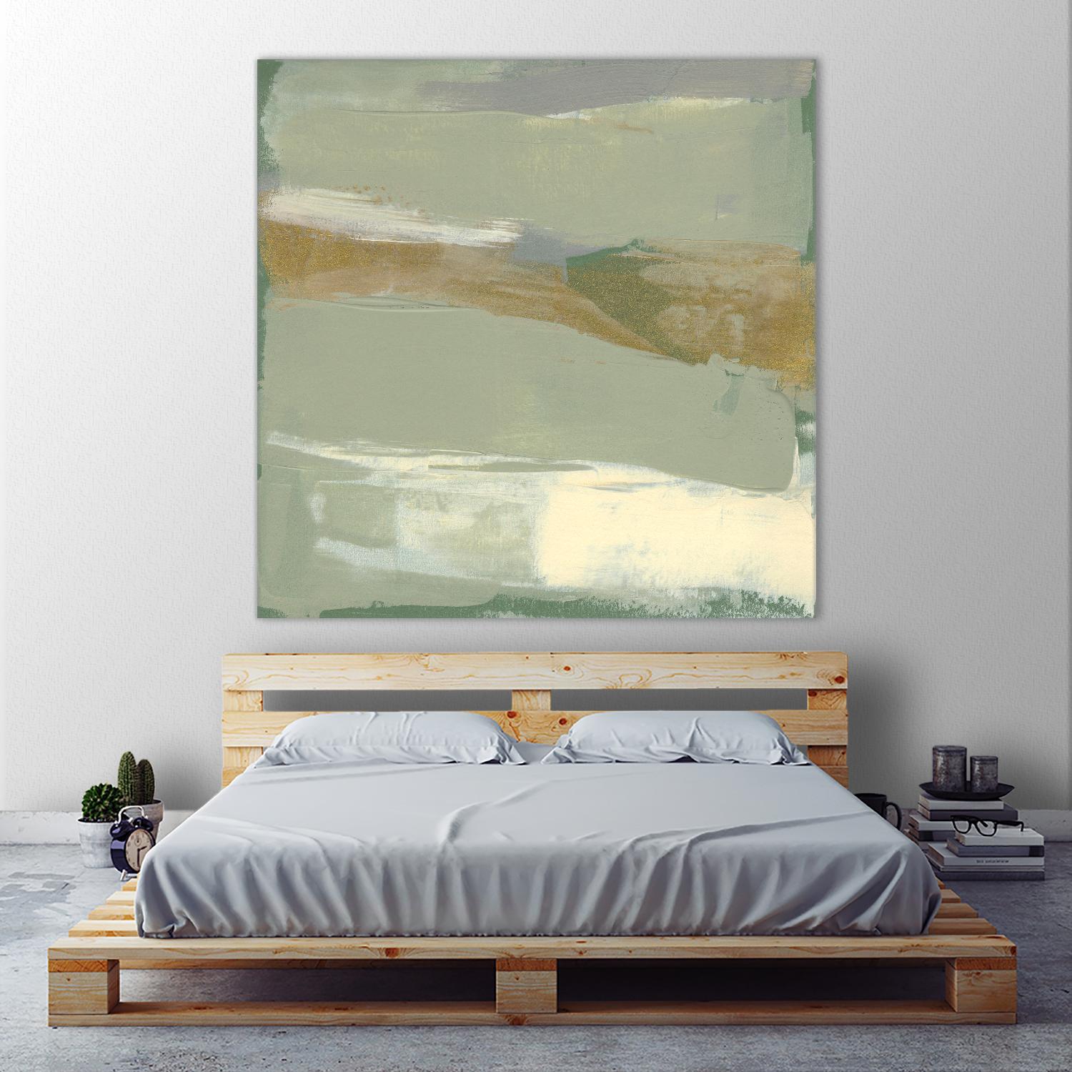 Sage & Gold Swipe III by Jennifer Goldberger on GIANT ART - green abstract abstract 