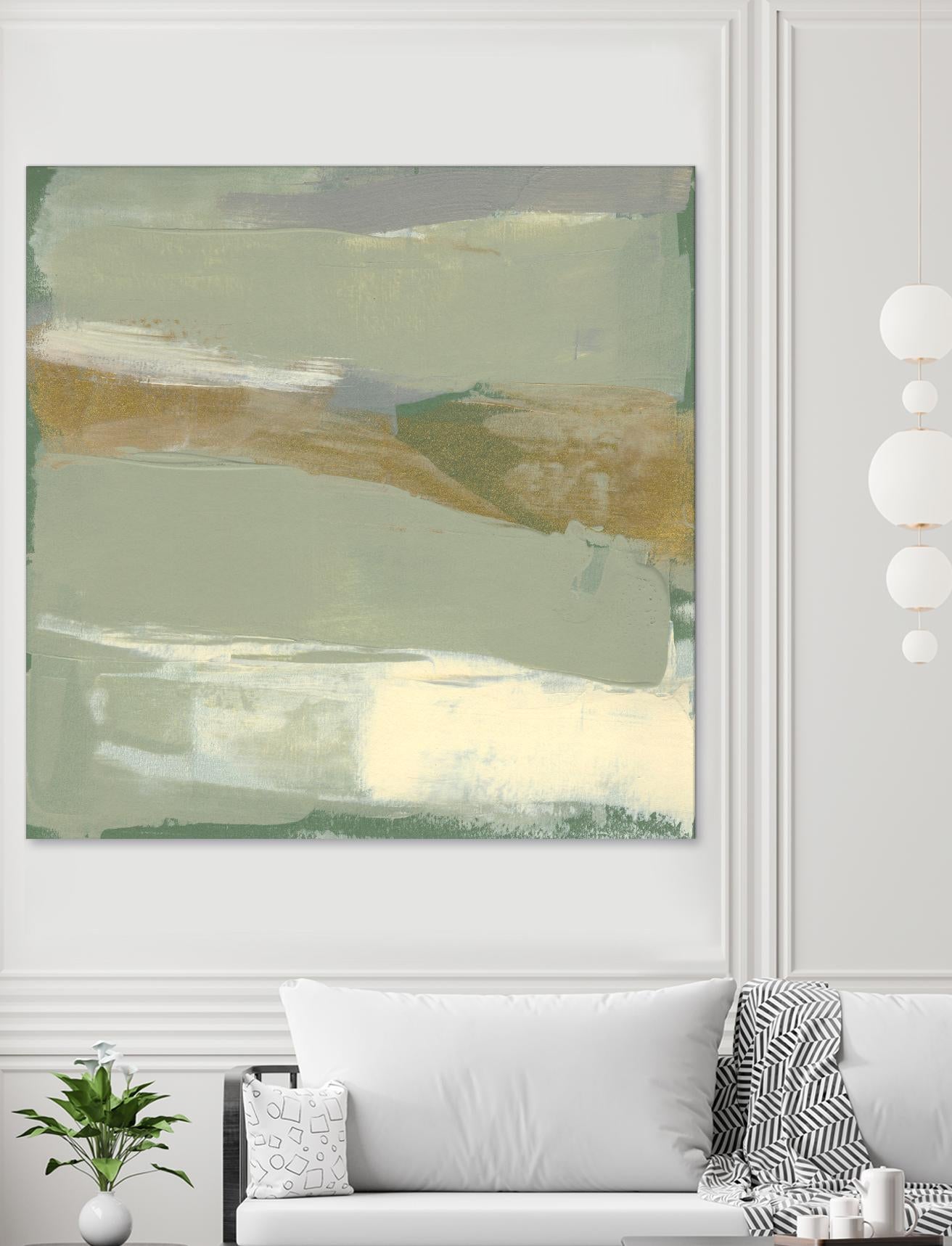 Sage & Gold Swipe III by Jennifer Goldberger on GIANT ART - green abstract abstract 