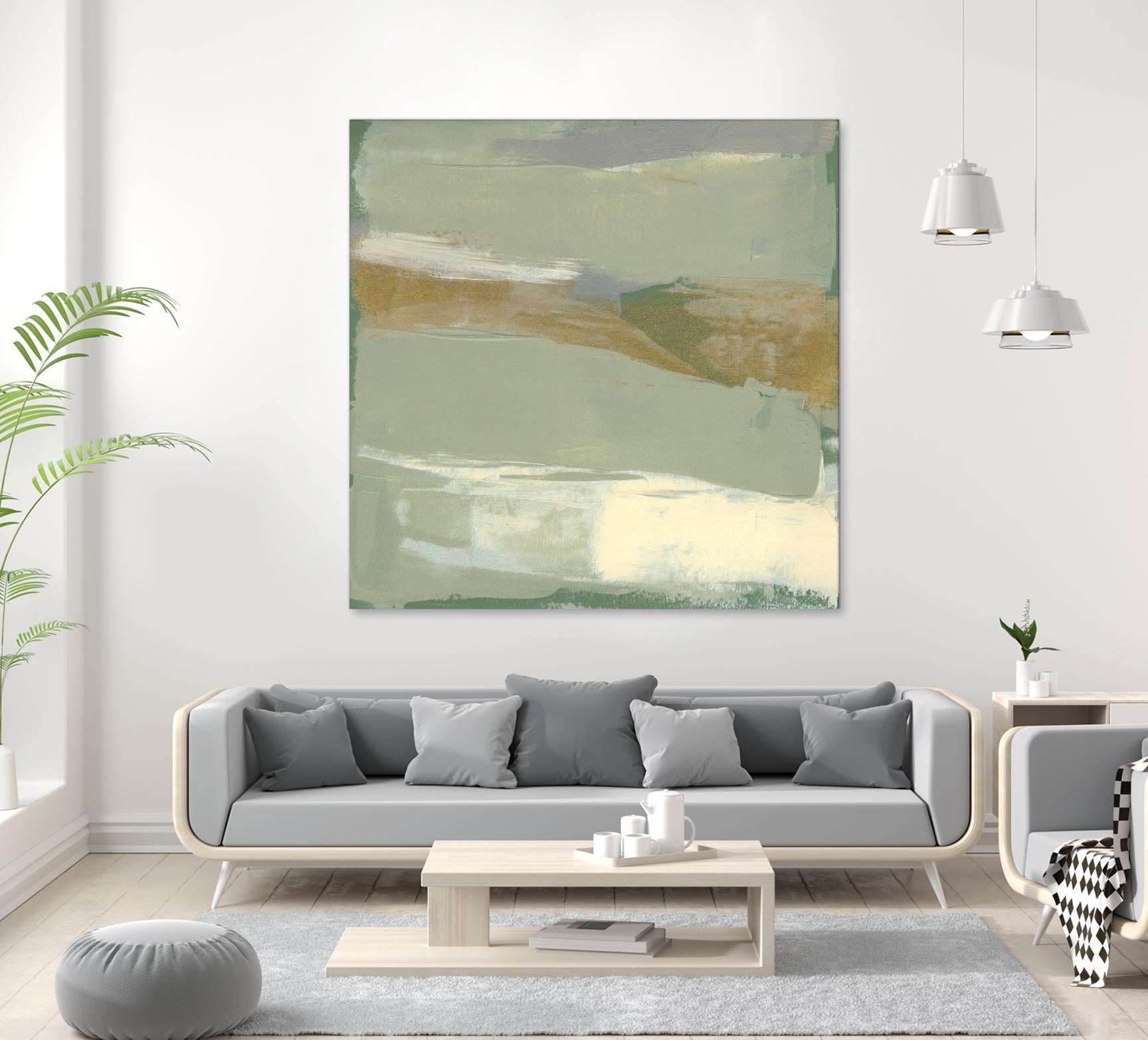 Sage & Gold Swipe III by Jennifer Goldberger on GIANT ART - green abstract abstract 