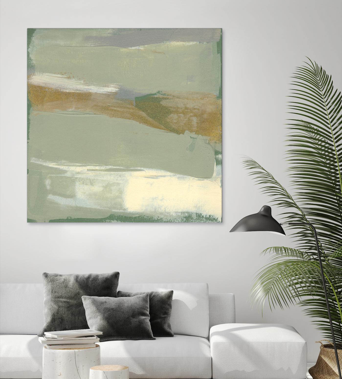 Sage & Gold Swipe III by Jennifer Goldberger on GIANT ART - green abstract abstract 