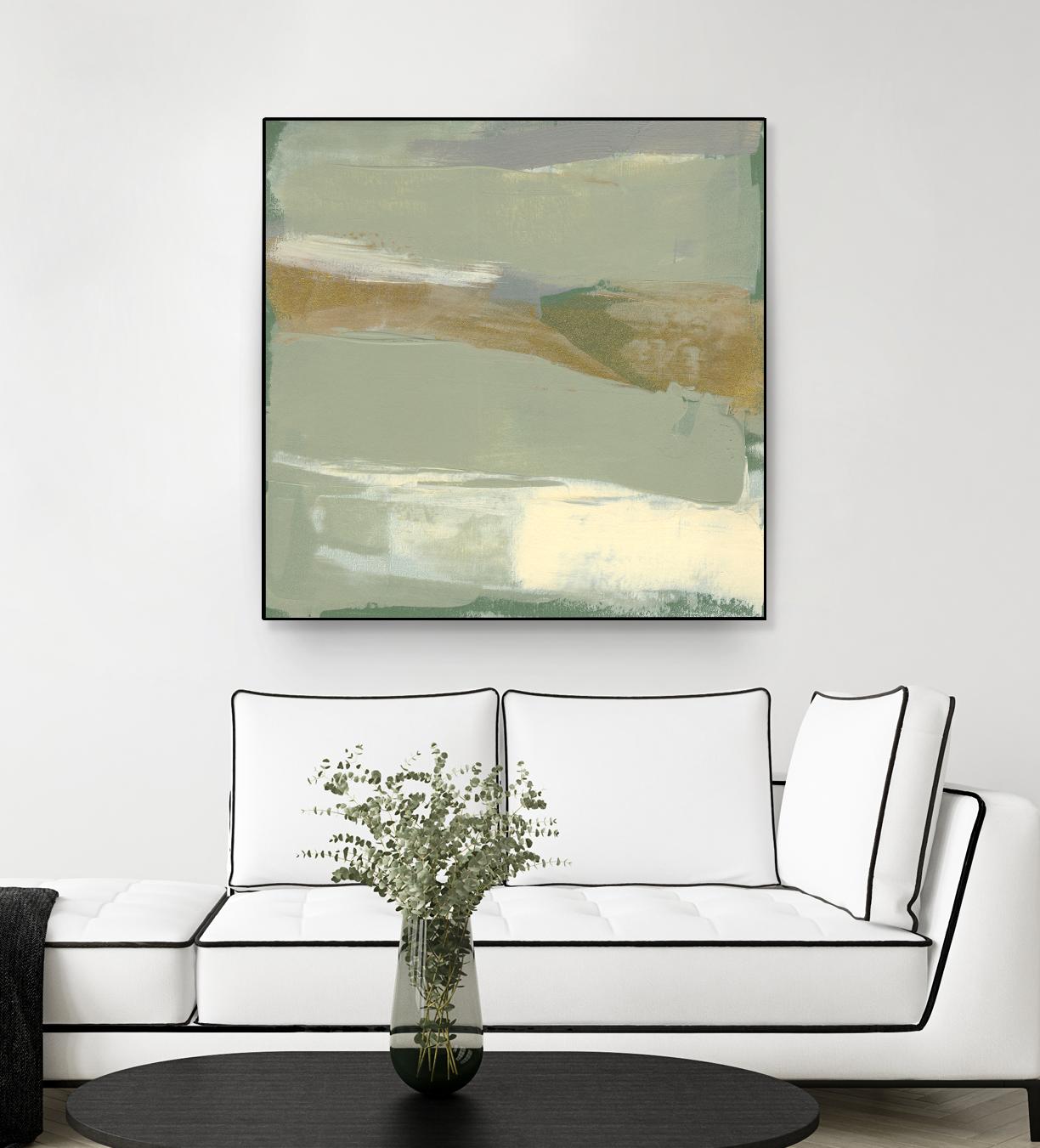 Sage & Gold Swipe III by Jennifer Goldberger on GIANT ART - green abstract abstract 