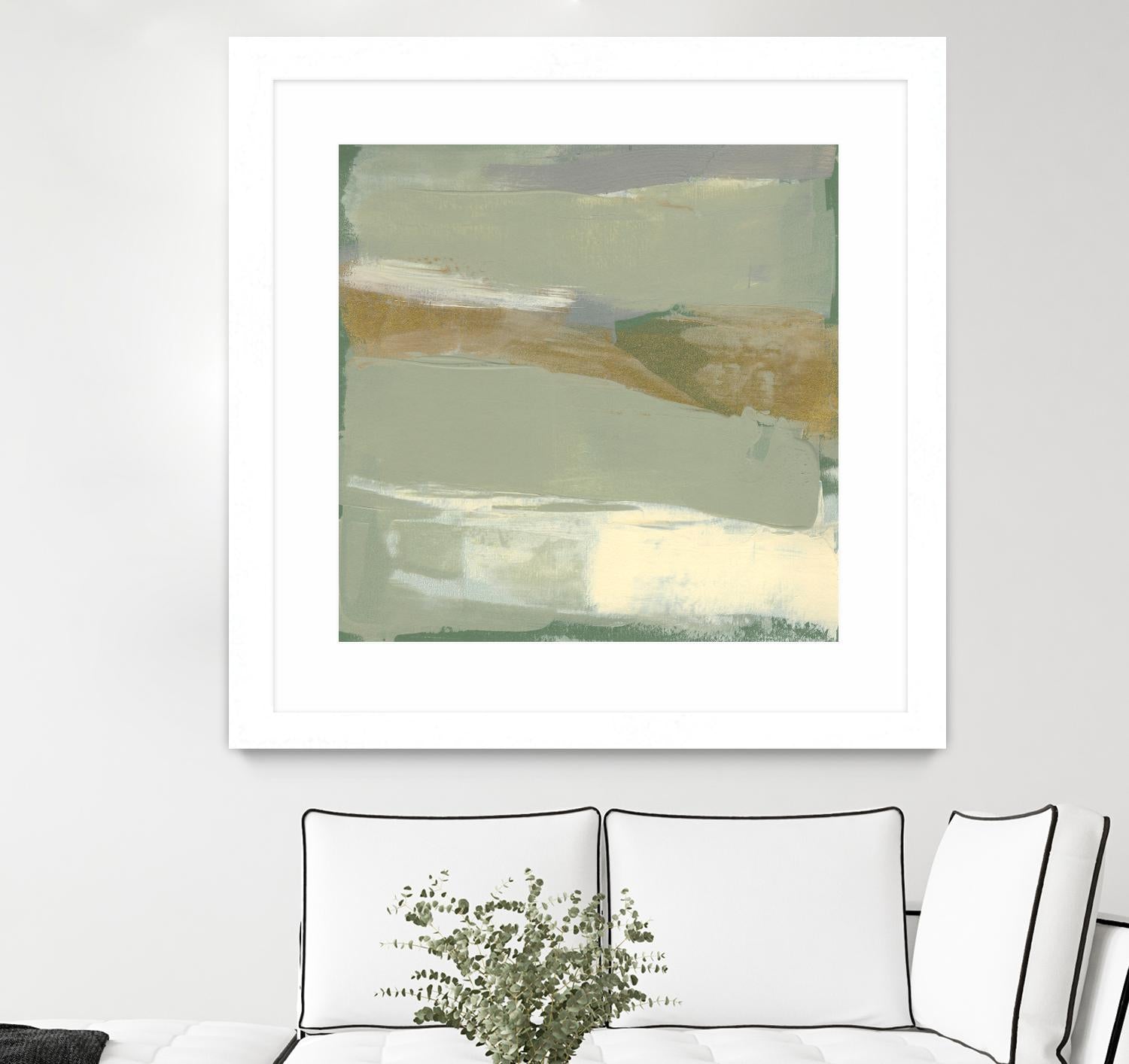 Sage & Gold Swipe III by Jennifer Goldberger on GIANT ART - green abstract abstract 
