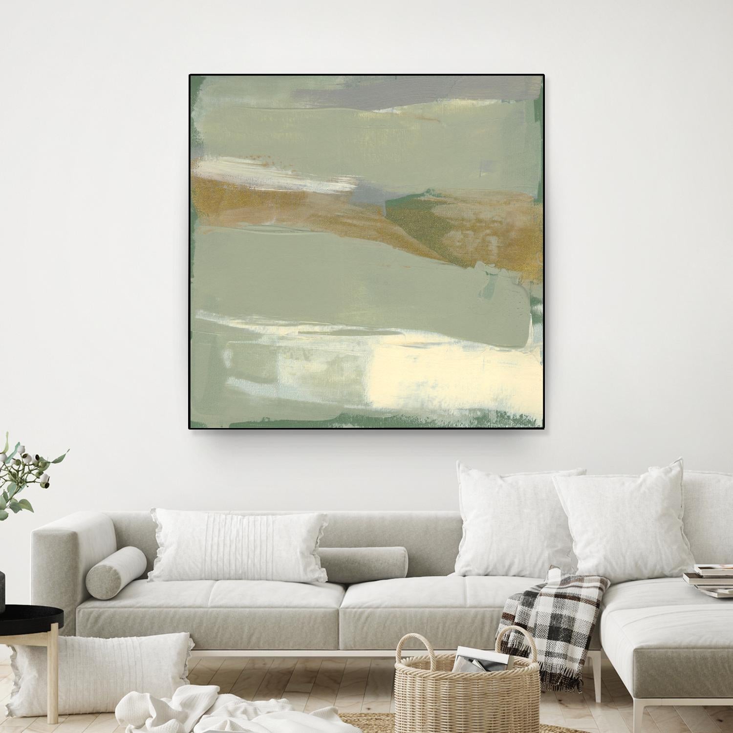 Sage & Gold Swipe III by Jennifer Goldberger on GIANT ART - green abstract abstract 
