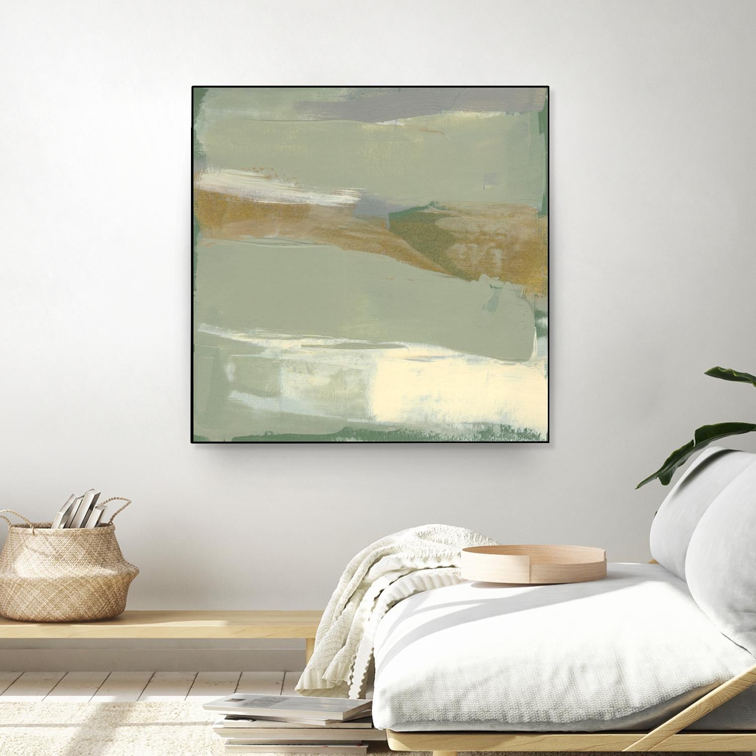 Sage & Gold Swipe III by Jennifer Goldberger on GIANT ART - green abstract abstract 