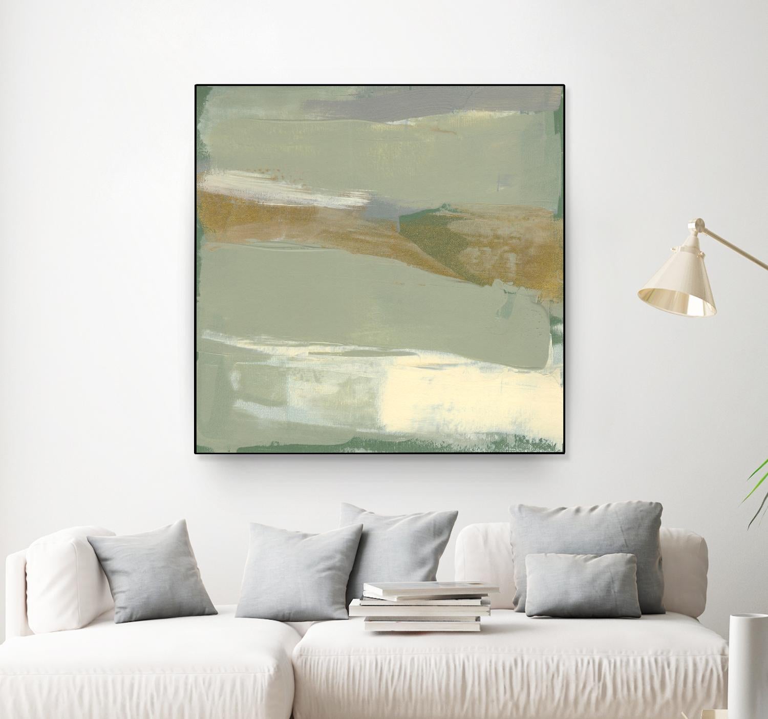 Sage & Gold Swipe III by Jennifer Goldberger on GIANT ART - green abstract abstract 