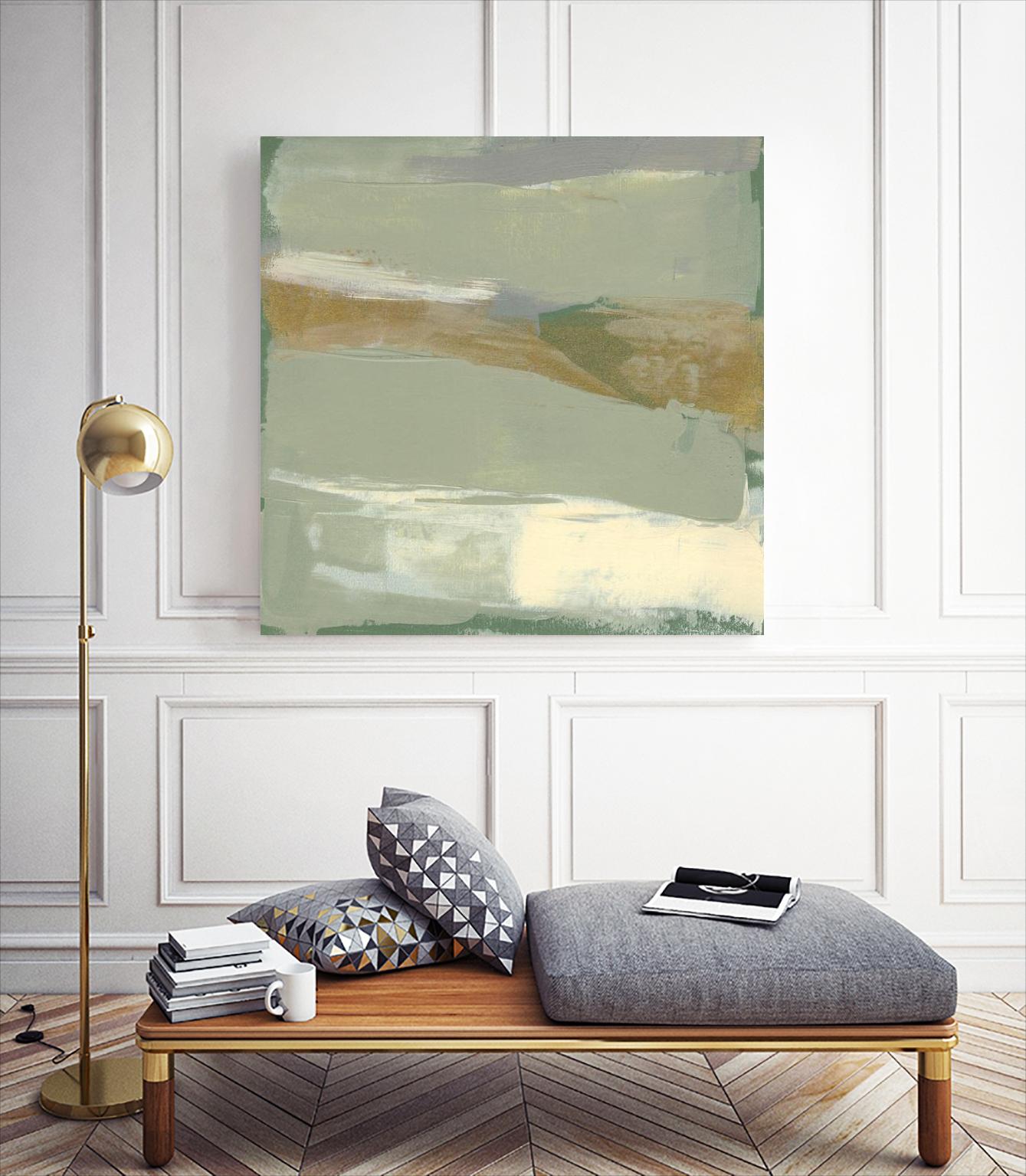 Sage & Gold Swipe III by Jennifer Goldberger on GIANT ART - green abstract abstract 