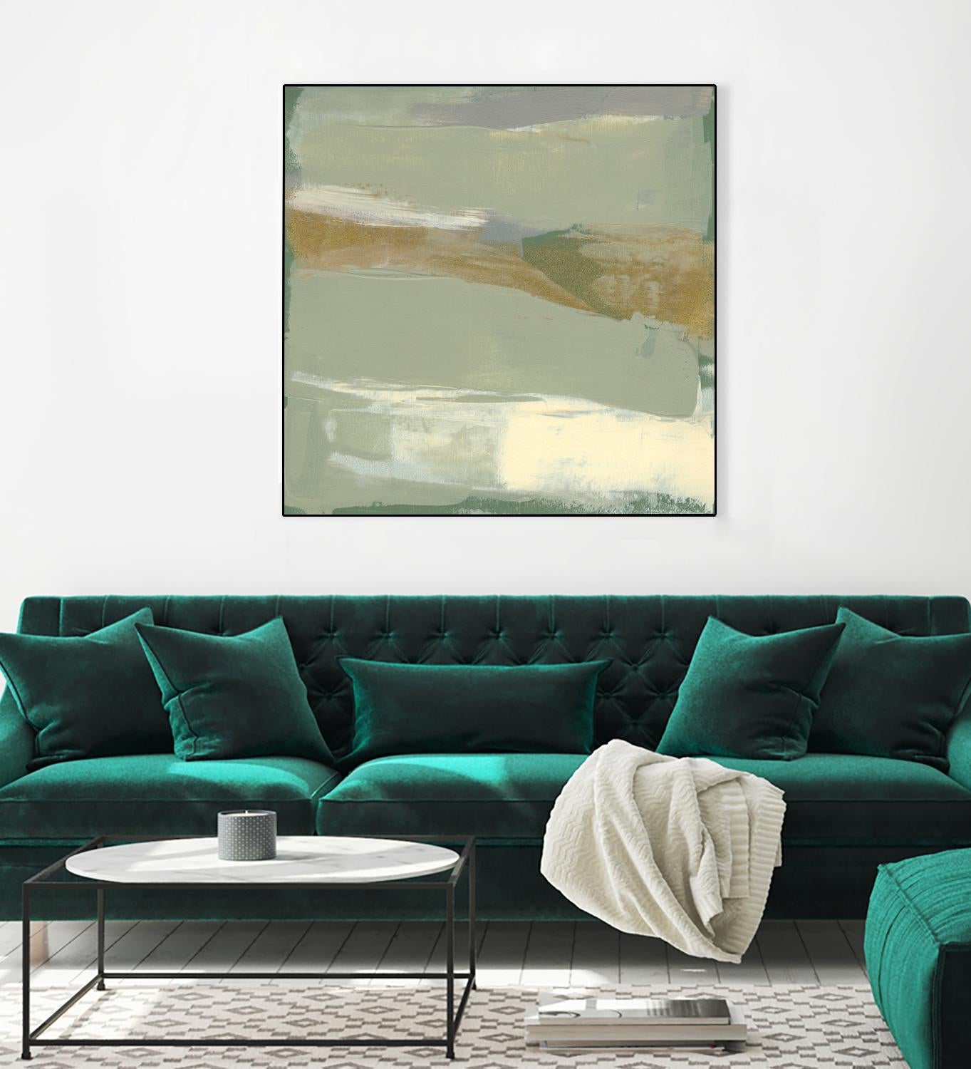 Sage & Gold Swipe III by Jennifer Goldberger on GIANT ART - green abstract abstract 