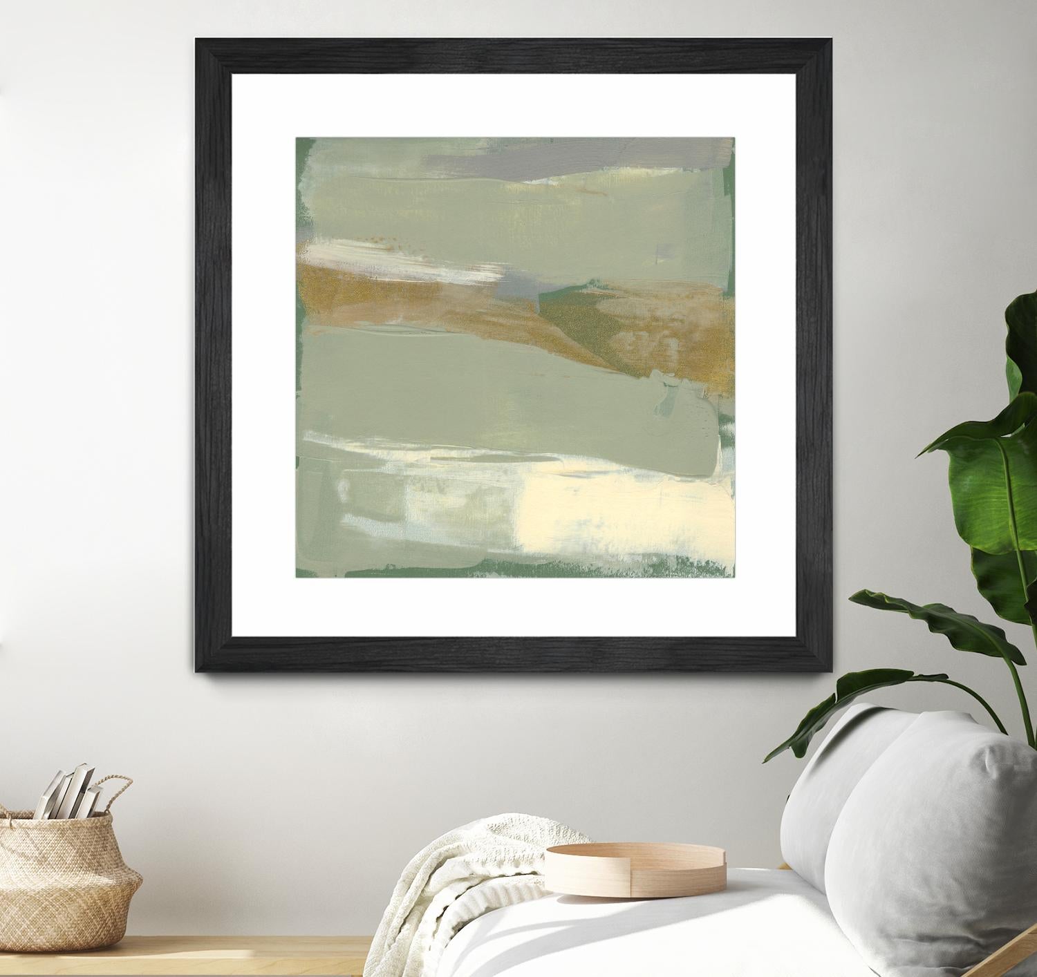 Sage & Gold Swipe III by Jennifer Goldberger on GIANT ART - green abstract abstract 