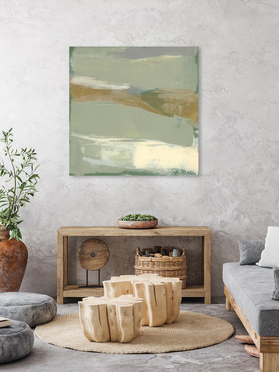 Sage & Gold Swipe III by Jennifer Goldberger on GIANT ART - green abstract abstract 