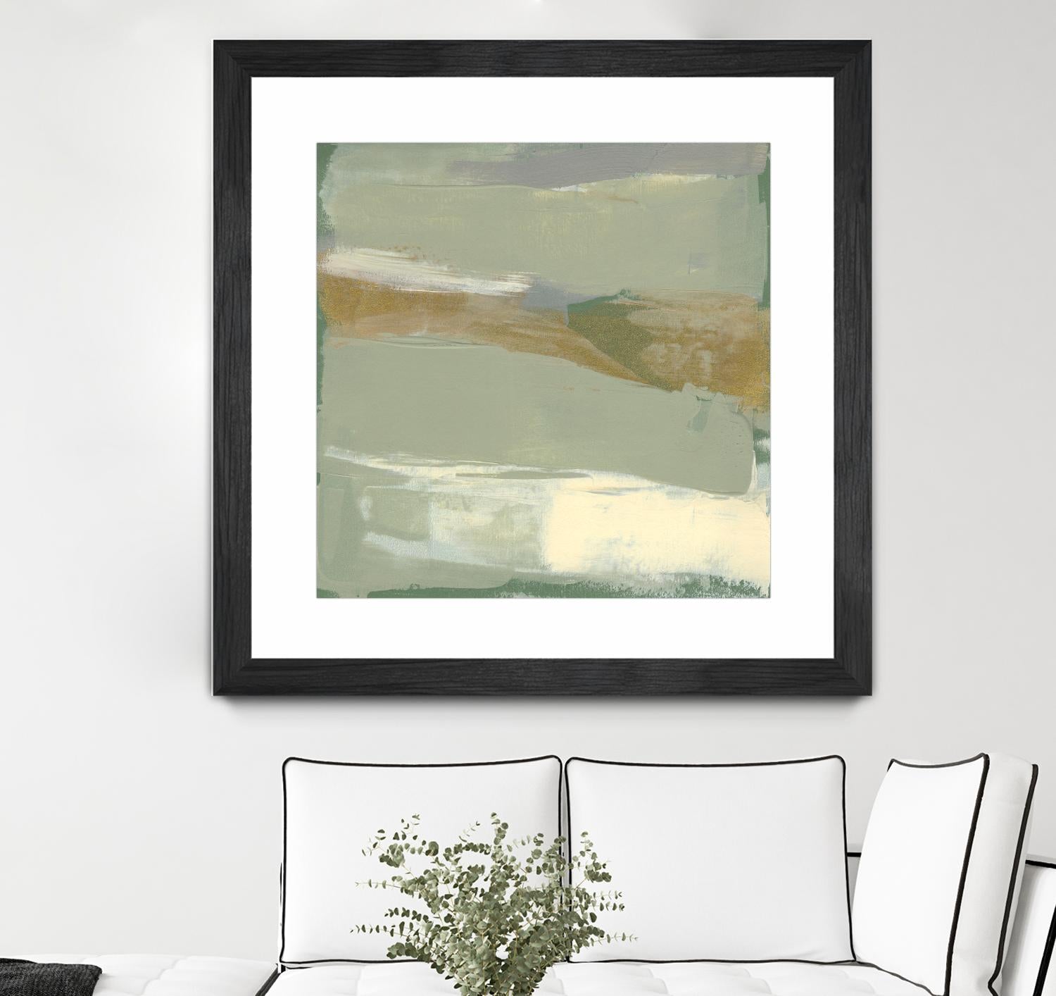 Sage & Gold Swipe III by Jennifer Goldberger on GIANT ART - green abstract abstract 