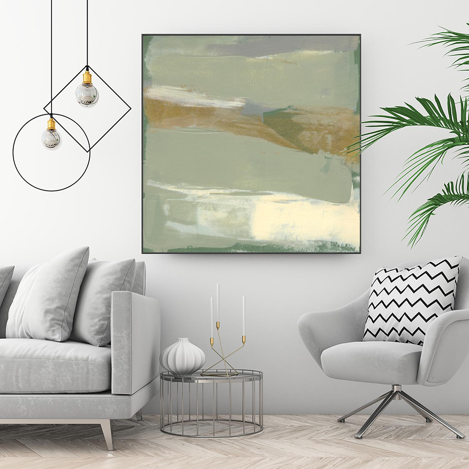 Sage & Gold Swipe III by Jennifer Goldberger on GIANT ART - green abstract abstract 