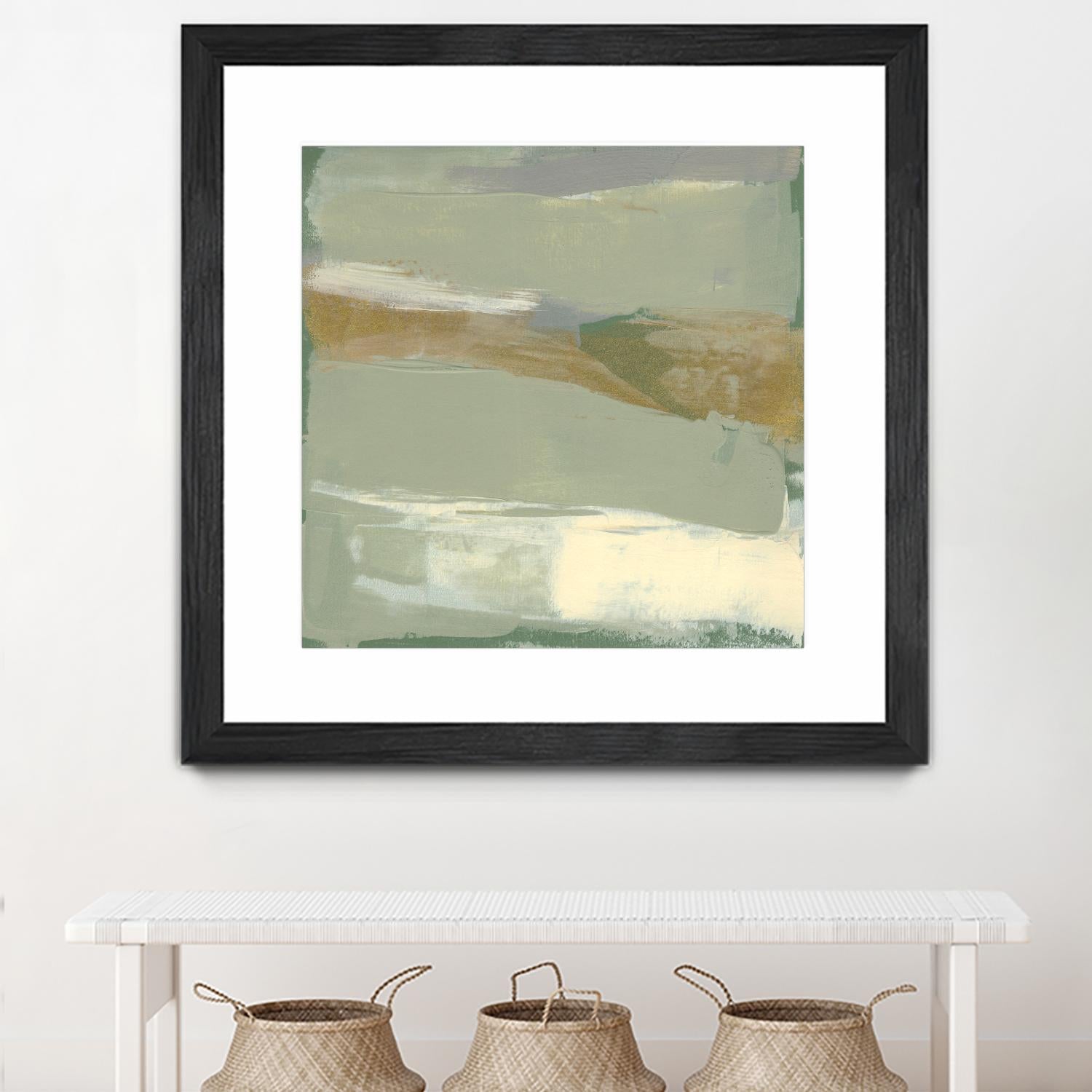 Sage & Gold Swipe III by Jennifer Goldberger on GIANT ART - green abstract abstract 