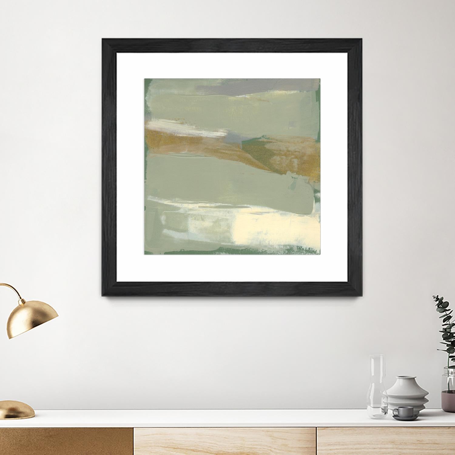 Sage & Gold Swipe III by Jennifer Goldberger on GIANT ART - green abstract abstract 