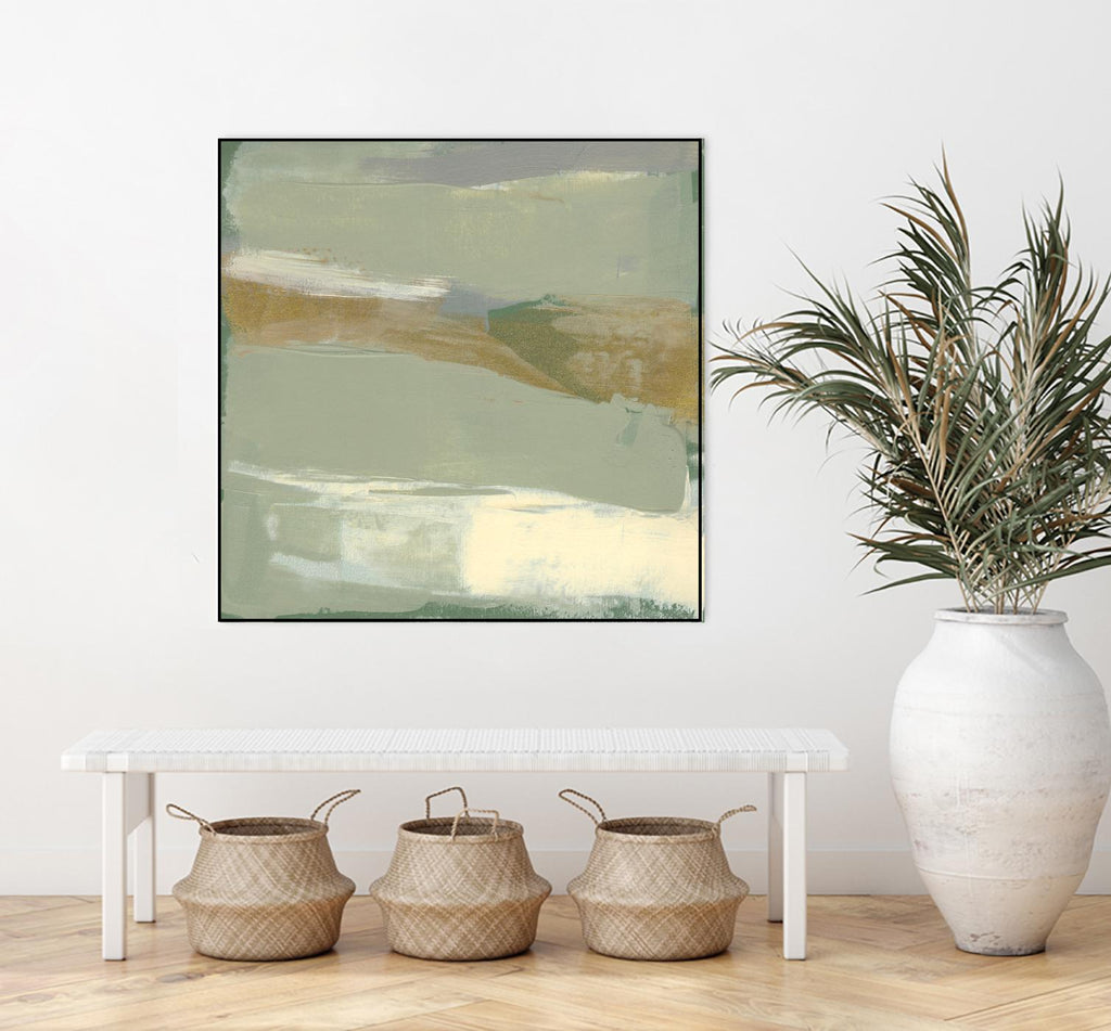 Sage & Gold Swipe III by Jennifer Goldberger on GIANT ART - green abstract abstract 