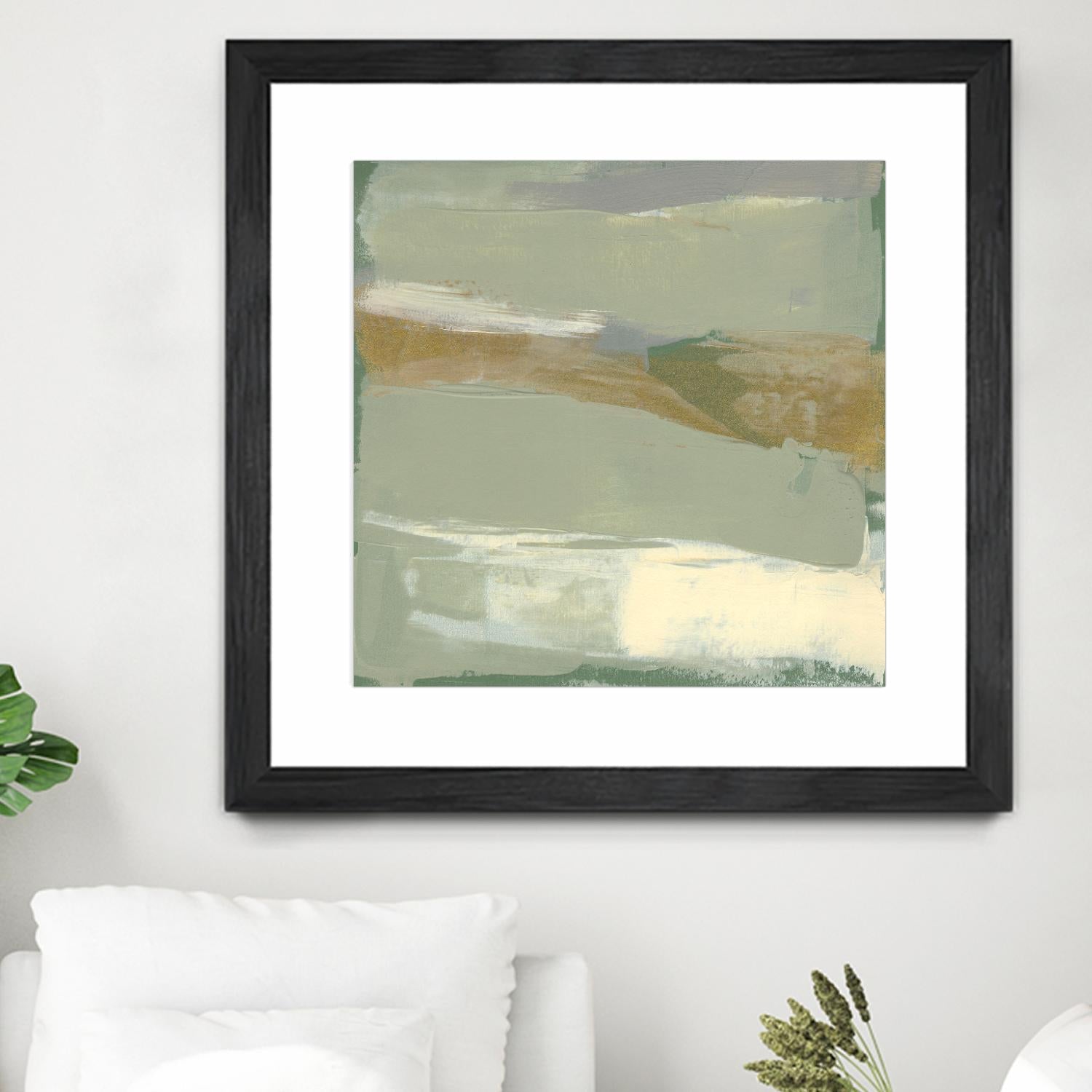 Sage & Gold Swipe III by Jennifer Goldberger on GIANT ART - green abstract abstract 