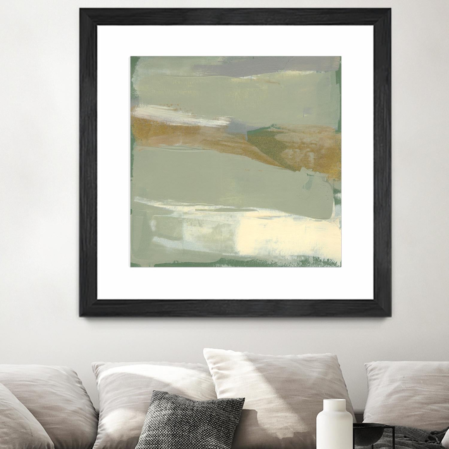 Sage & Gold Swipe III by Jennifer Goldberger on GIANT ART - green abstract abstract 