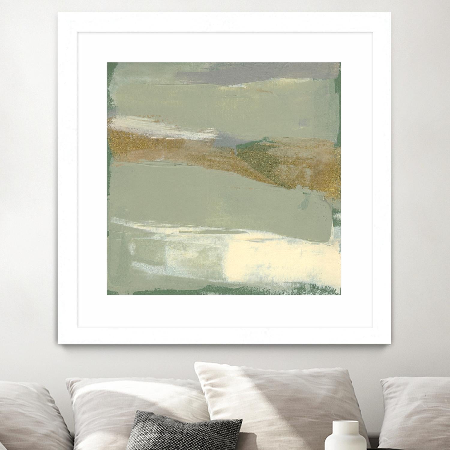 Sage & Gold Swipe III by Jennifer Goldberger on GIANT ART - green abstract abstract 