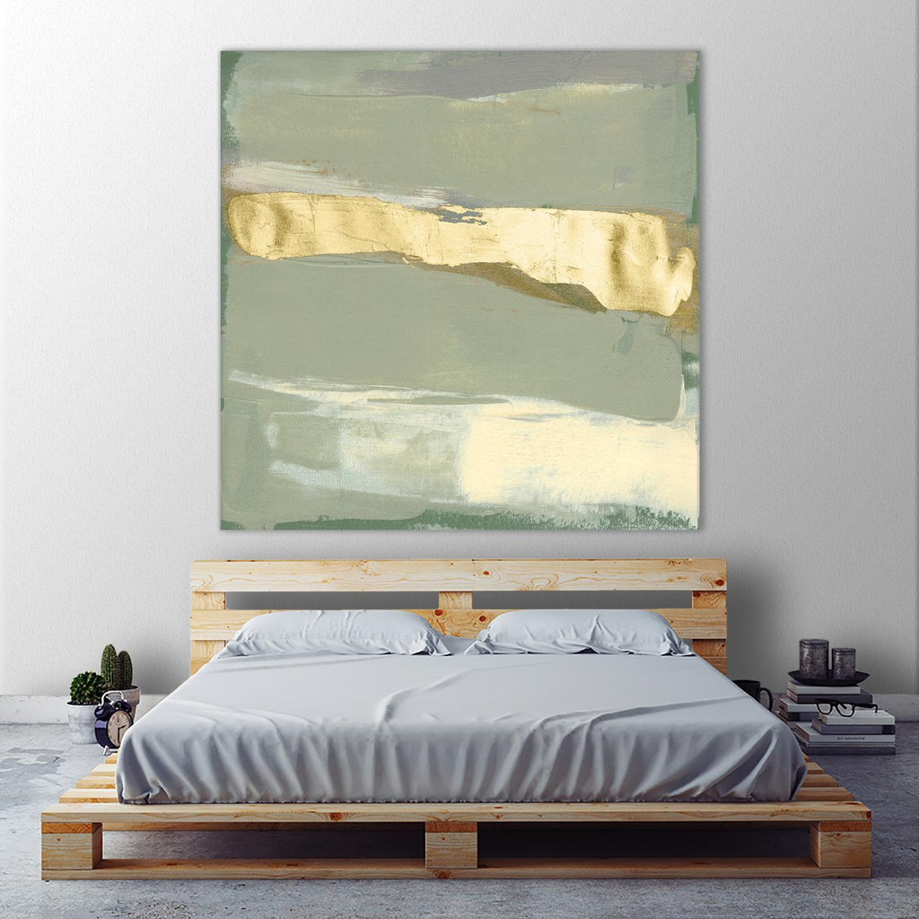 Sage & Gold Swipe III by Jennifer Goldberger on GIANT ART - gold abstract abstract