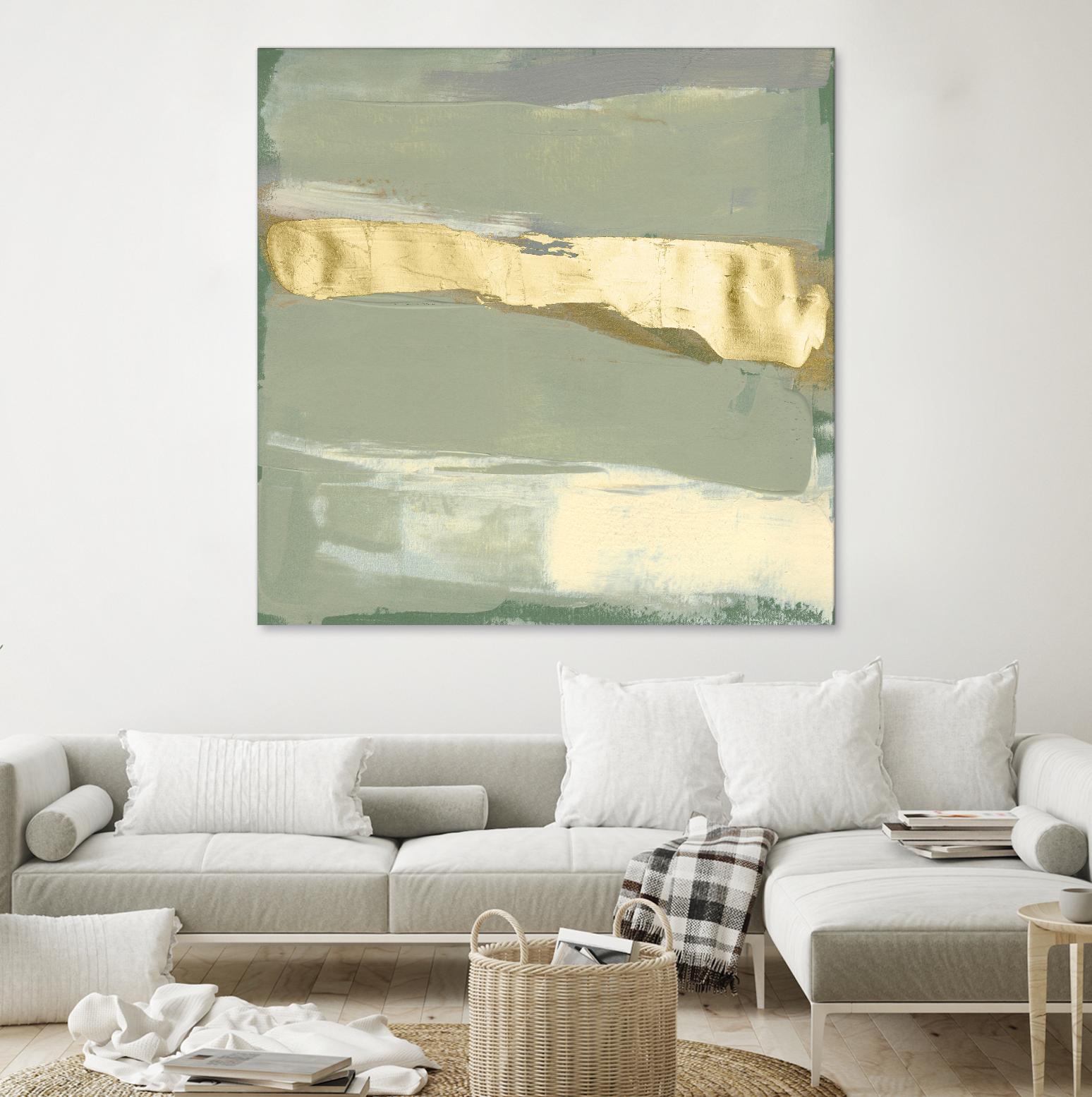 Sage & Gold Swipe III by Jennifer Goldberger on GIANT ART - gold abstract abstract