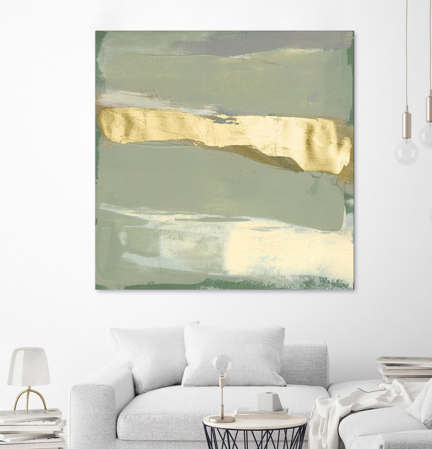 Sage & Gold Swipe III by Jennifer Goldberger on GIANT ART - gold abstract abstract