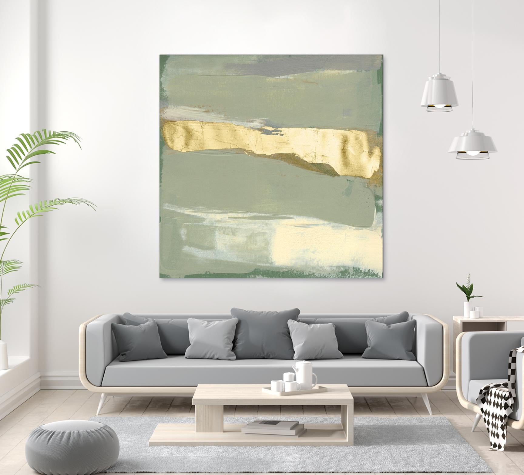 Sage & Gold Swipe III by Jennifer Goldberger on GIANT ART - gold abstract abstract
