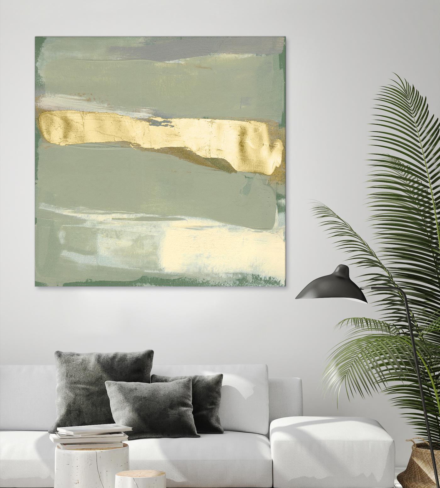 Sage & Gold Swipe III by Jennifer Goldberger on GIANT ART - gold abstract abstract
