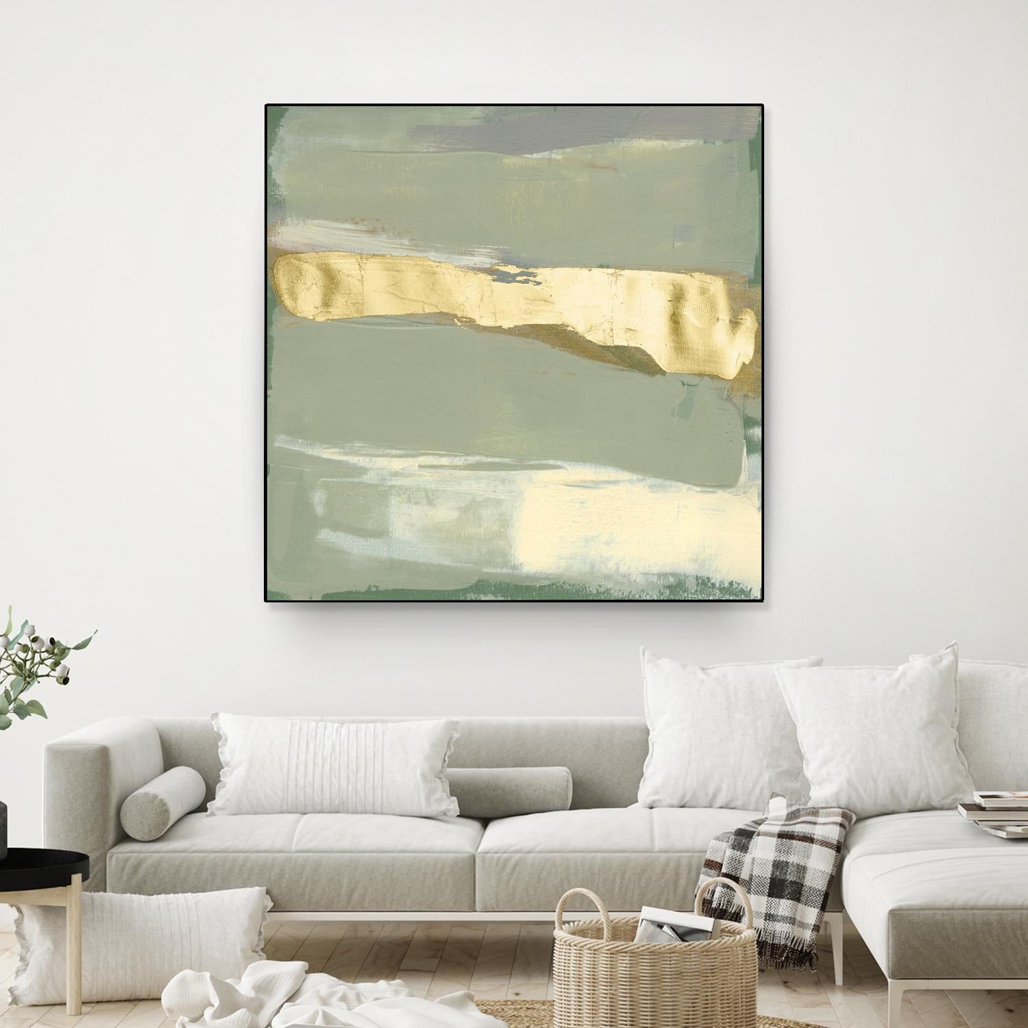 Sage & Gold Swipe III by Jennifer Goldberger on GIANT ART - gold abstract abstract