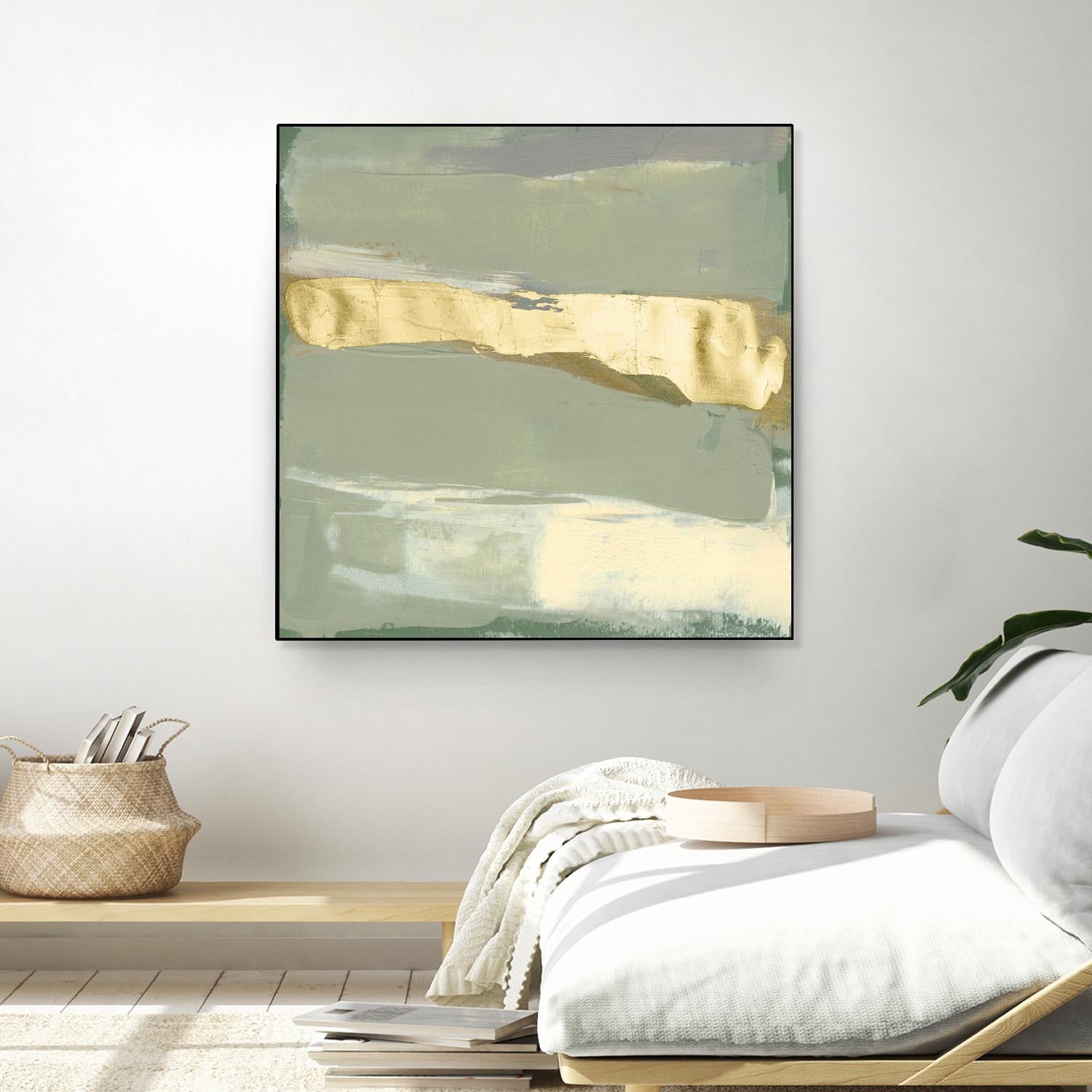 Sage & Gold Swipe III by Jennifer Goldberger on GIANT ART - gold abstract abstract