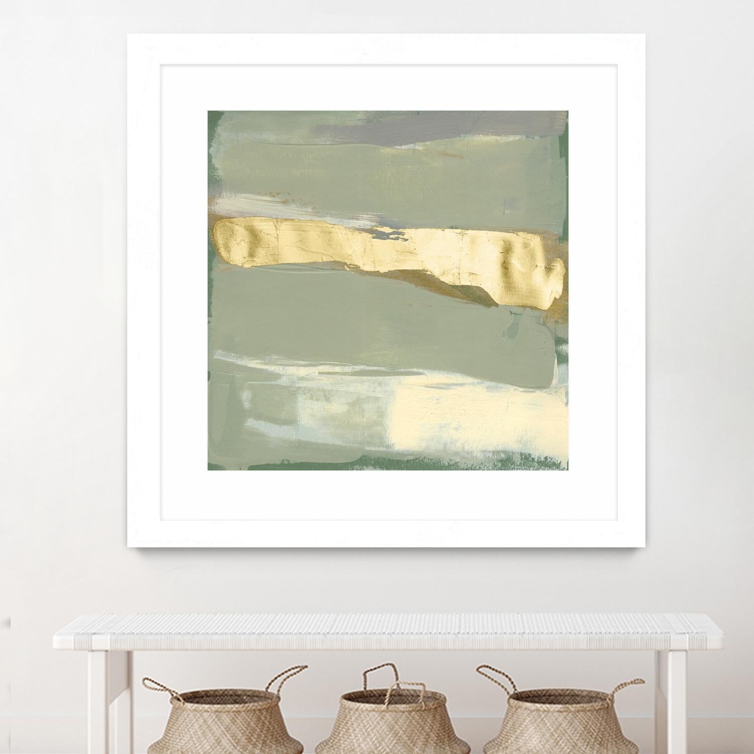 Sage & Gold Swipe III by Jennifer Goldberger on GIANT ART - gold abstract abstract