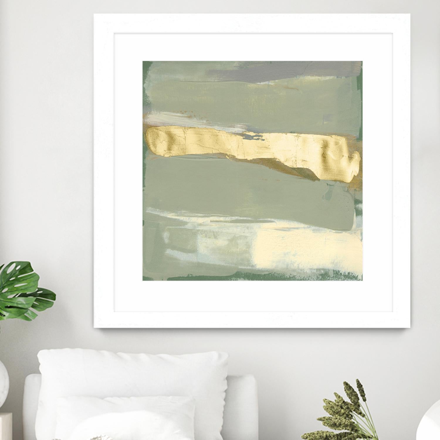 Sage & Gold Swipe III by Jennifer Goldberger on GIANT ART - gold abstract abstract