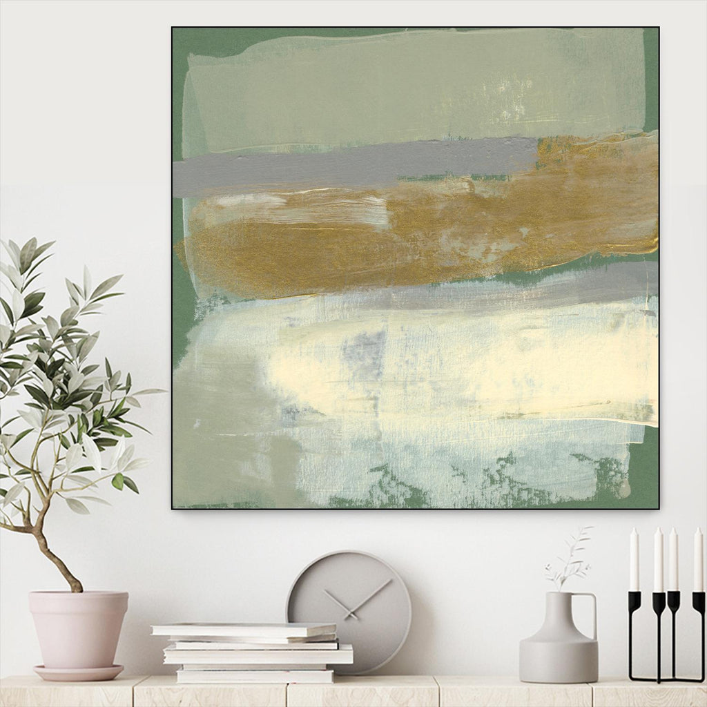 Sage & Gold Swipe IV by Jennifer Goldberger on GIANT ART - gold abstract abstract