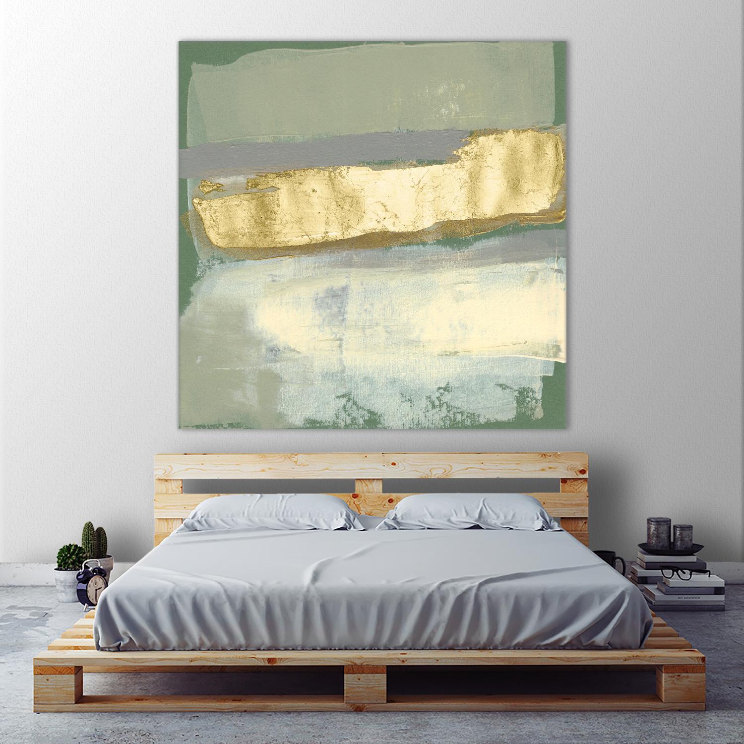 Sage & Gold Swipe IV by Jennifer Goldberger on GIANT ART - gold abstract abstract