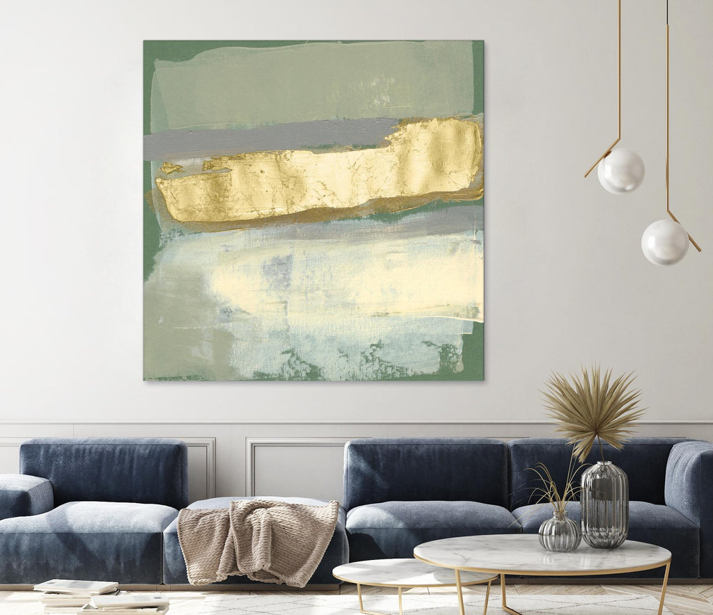 Sage & Gold Swipe IV by Jennifer Goldberger on GIANT ART - gold abstract abstract