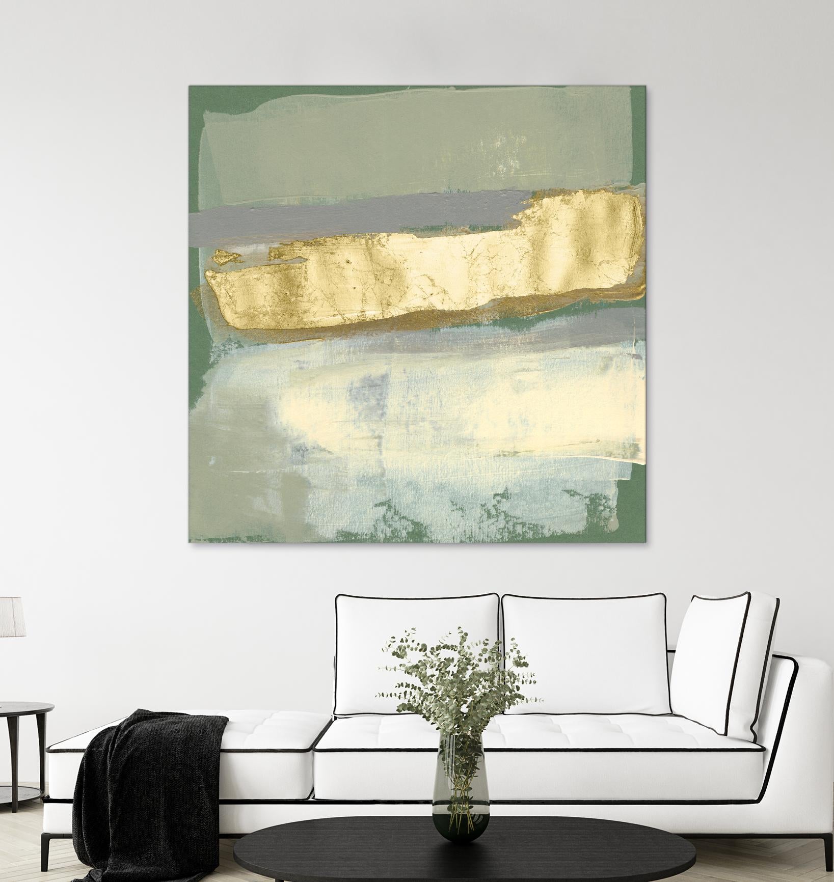 Sage & Gold Swipe IV by Jennifer Goldberger on GIANT ART - gold abstract abstract