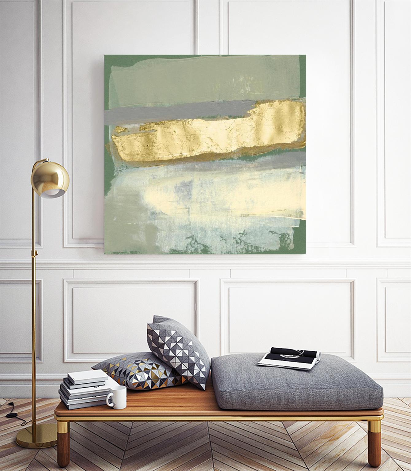 Sage & Gold Swipe IV by Jennifer Goldberger on GIANT ART - gold abstract abstract