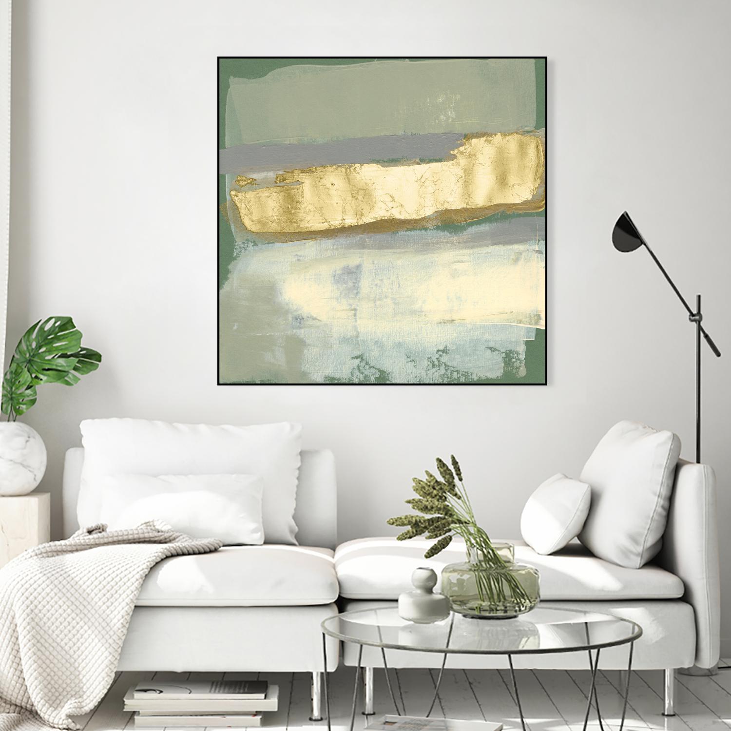 Sage & Gold Swipe IV by Jennifer Goldberger on GIANT ART - gold abstract abstract