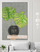 Frond in Vase I by Jennifer Goldberger on GIANT ART - beige botanicals plant