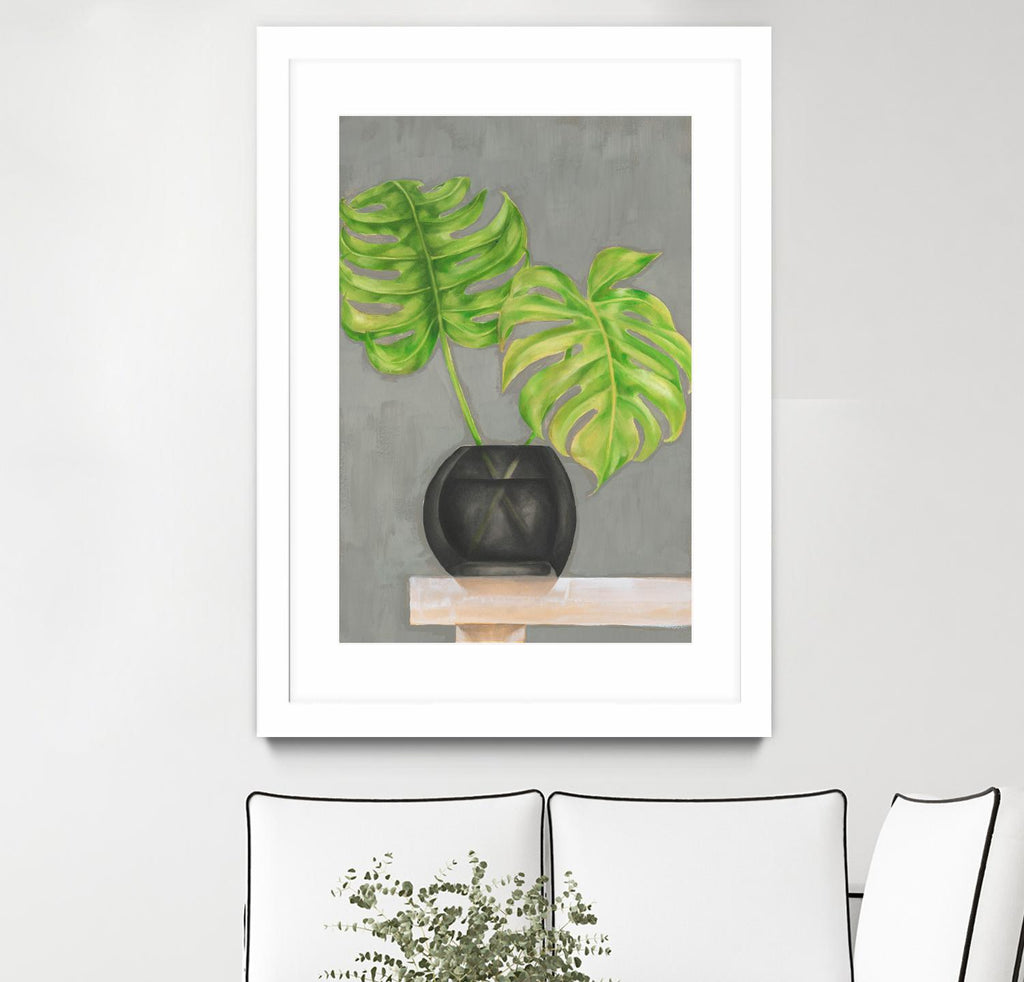 Frond in Vase I by Jennifer Goldberger on GIANT ART - beige botanicals plant