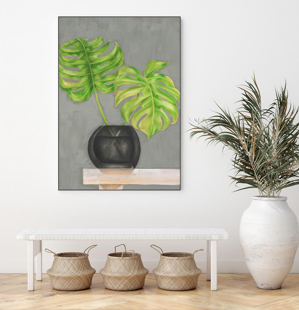 Fronde dans un vase I par Jennifer Goldberger sur GIANT ART - plante botanique beige