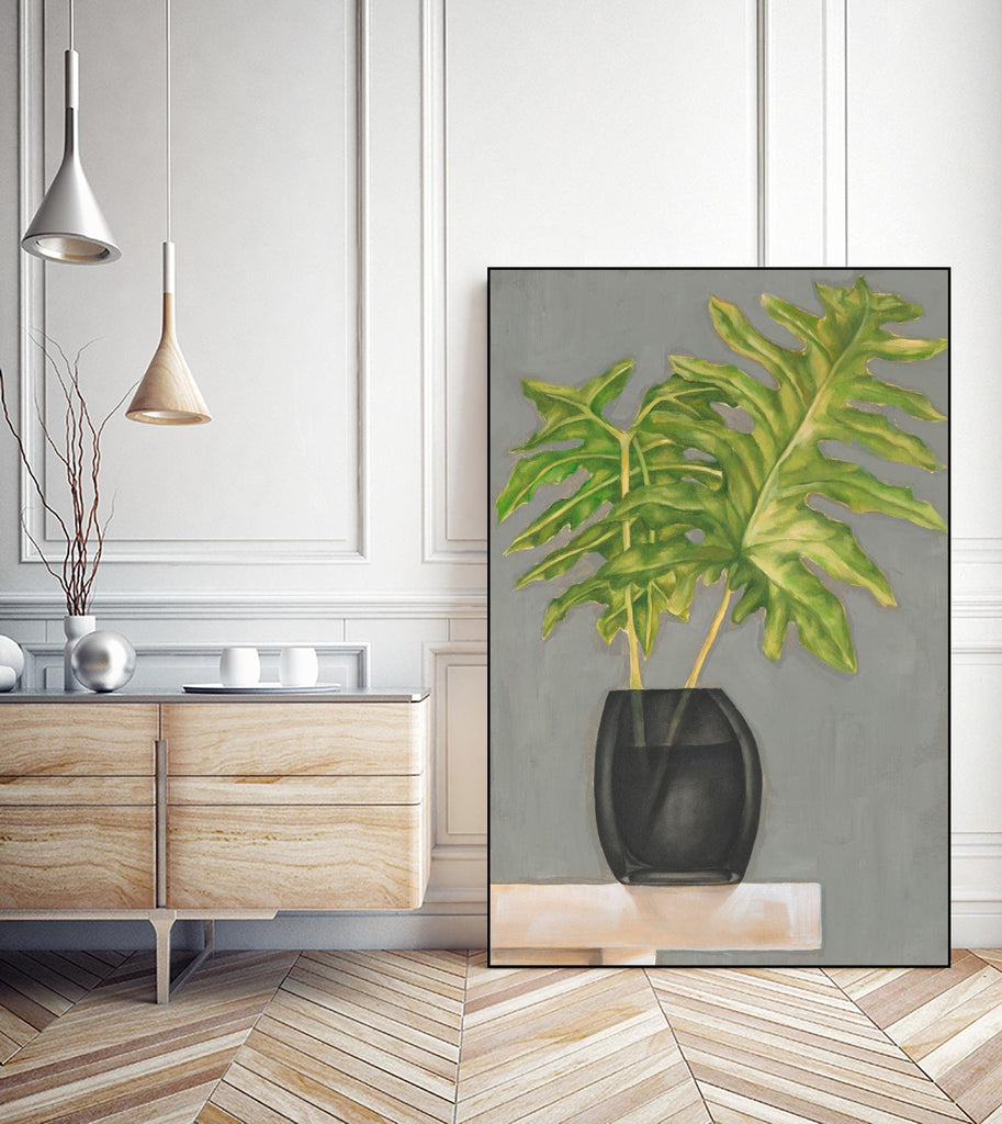 Fronde dans un vase II par Jennifer Goldberger sur GIANT ART - beige botanique nature