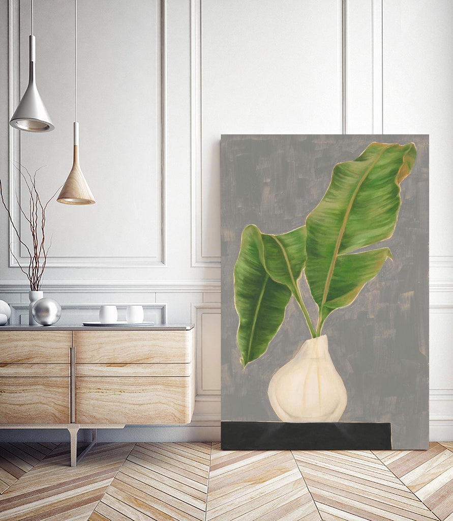 Frond in Vase III by Jennifer Goldberger on GIANT ART - beige botanicals abstract 